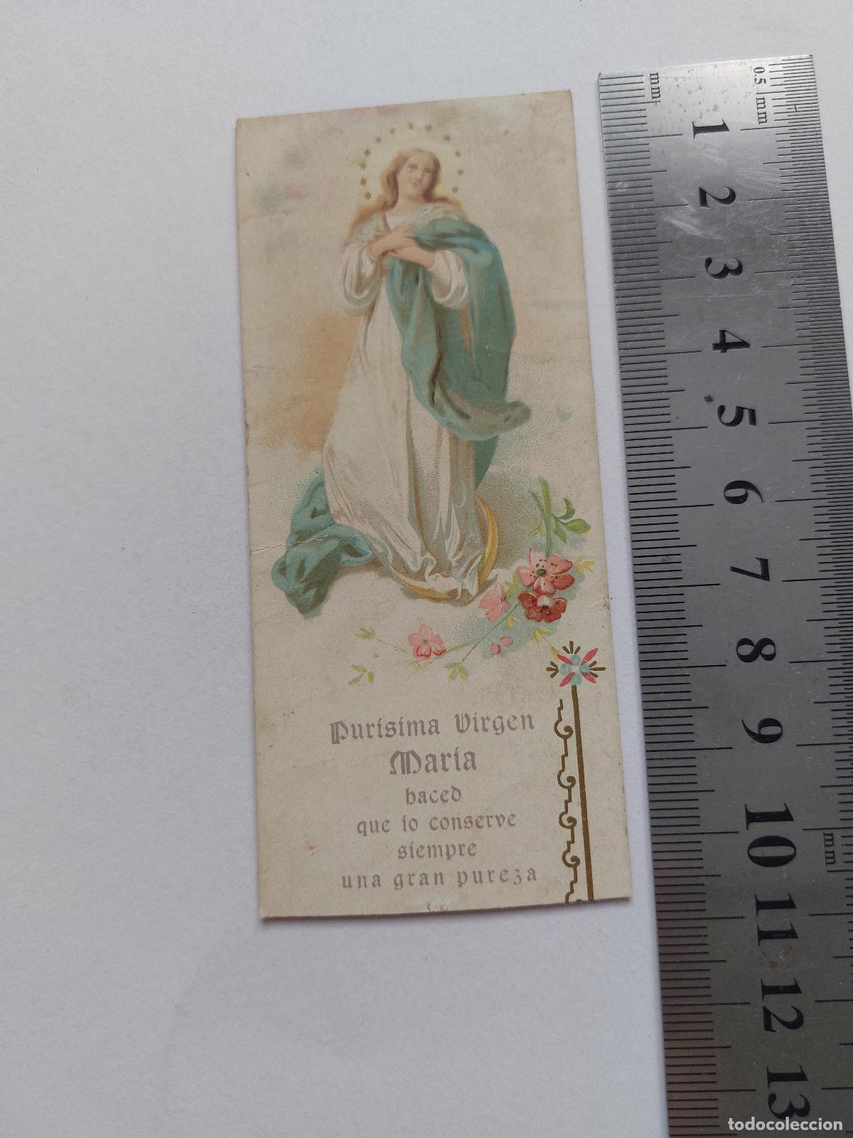 Postales: Estampa antigua con imagen de la Pur&iacute;sima Virgen Mar&iacute;a