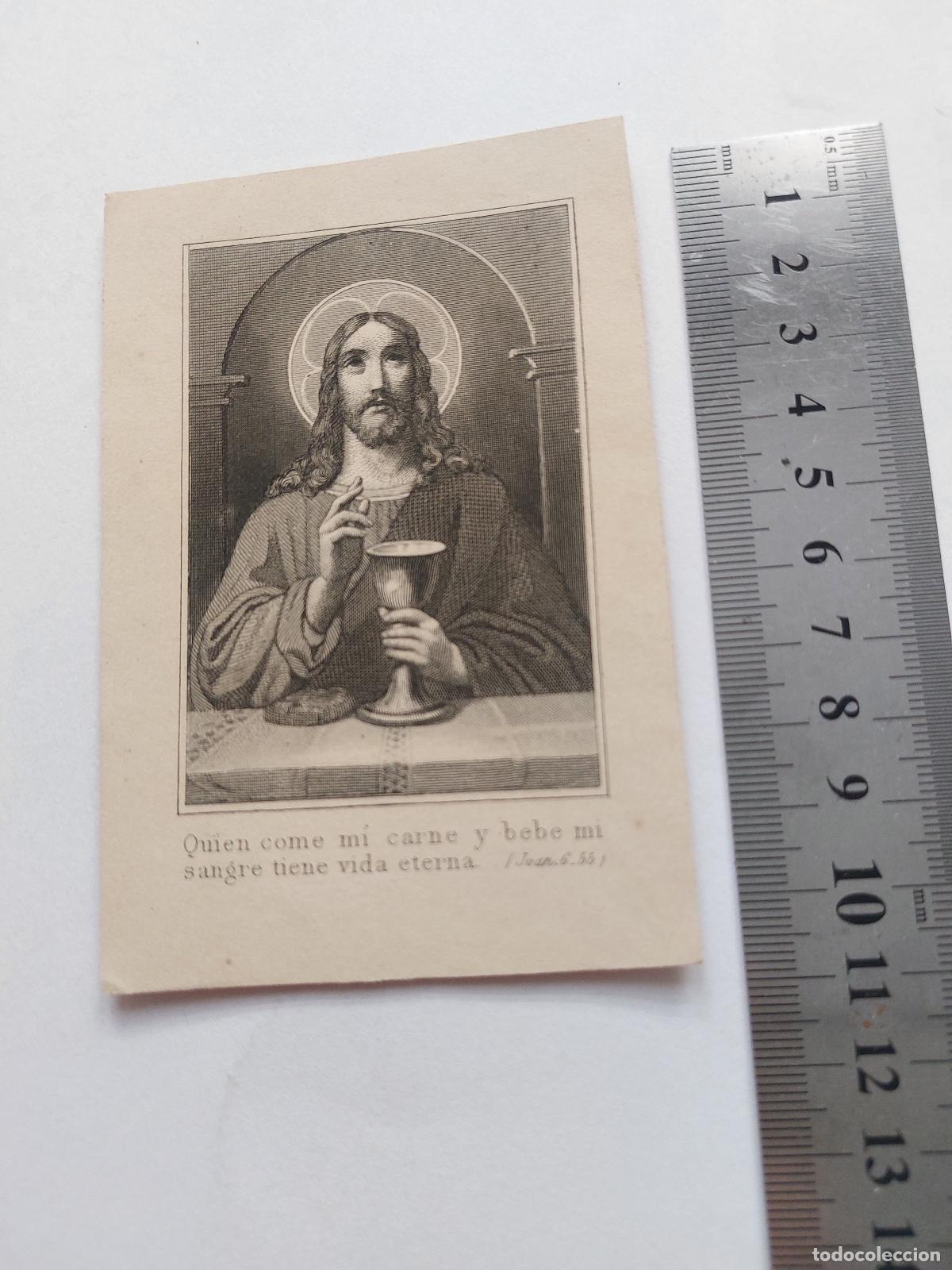 Postales: Estampa religiosa con imagen de Jesucristo y el c&aacute;liz