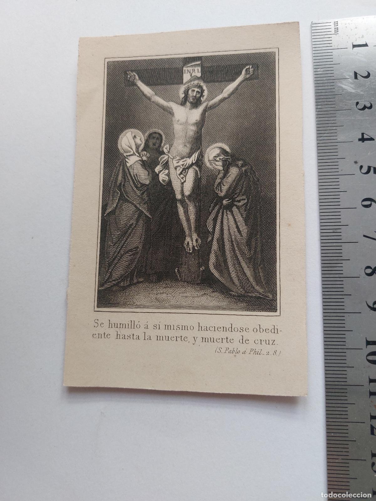 Postales: Estampa con ilustraci&oacute;n religiosa de Jesucristo en la cruz