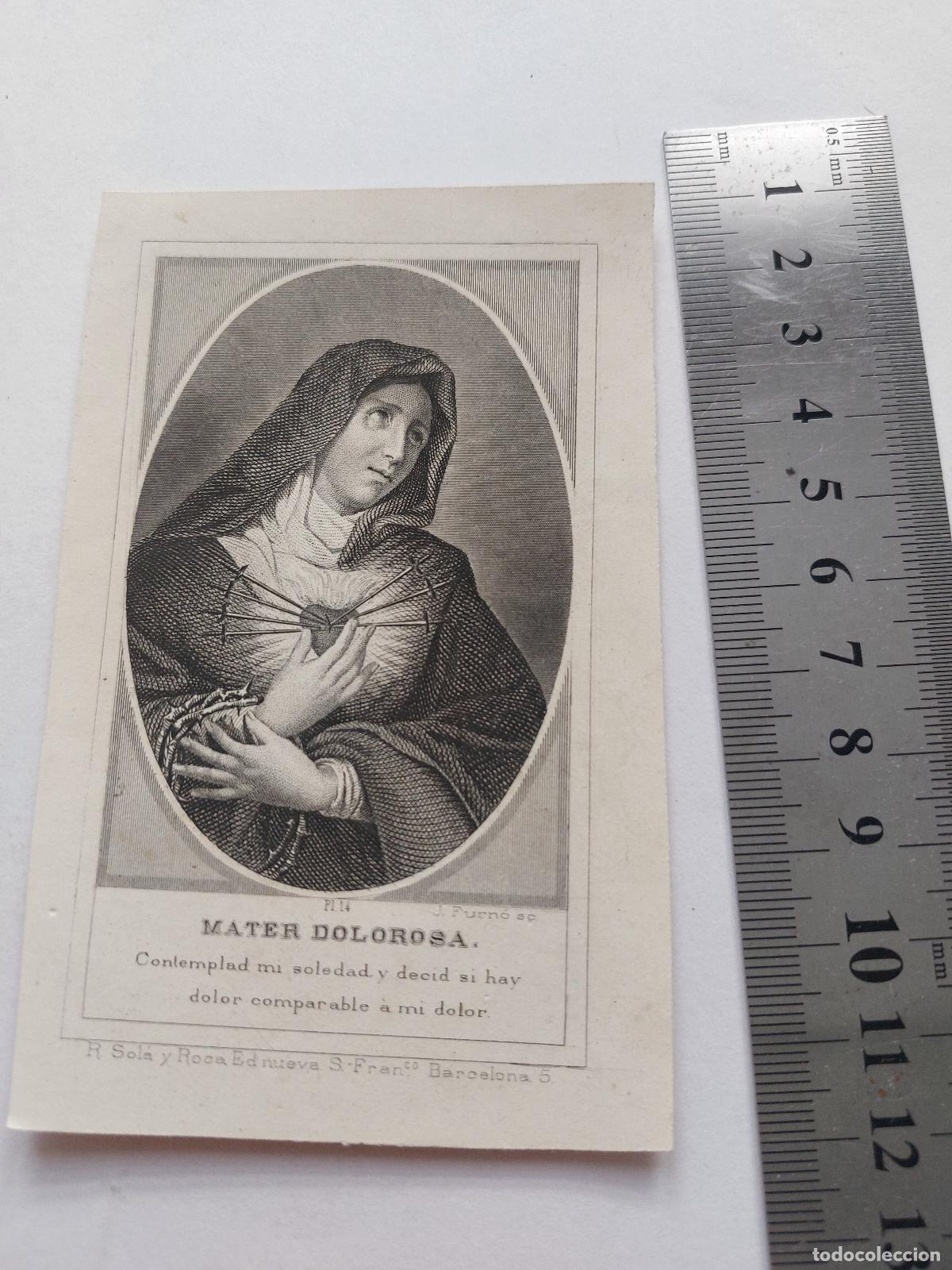 Postales: Estampa de arte religioso Mater Dolorosa grabado en Barcelona