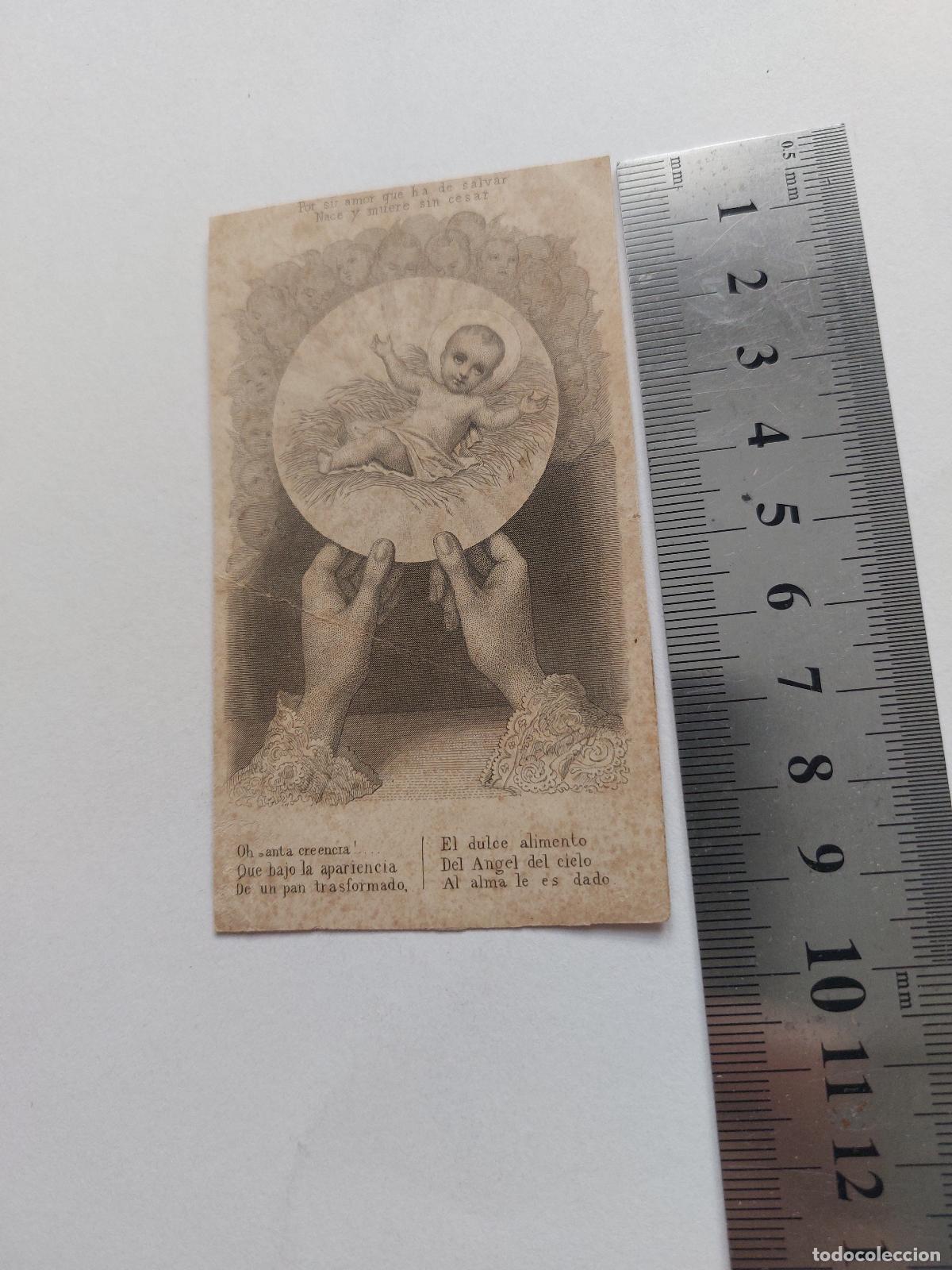Postales: Estampa religiosa con imagen de la Eucarist&iacute;a y ni&ntilde;o Jes&uacute;s