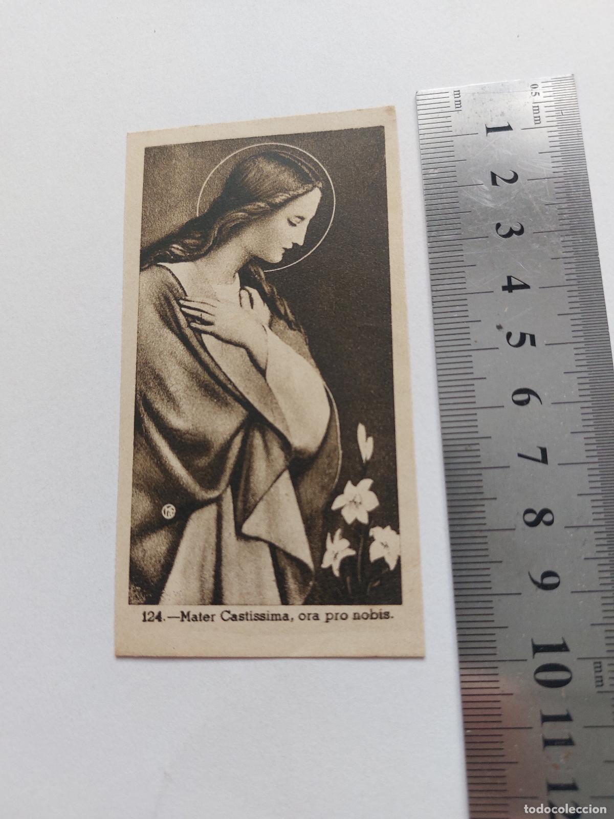 Postales: Estampa religiosa peque&ntilde;a con imagen de la Virgen Mar&iacute;a Mater Castissima