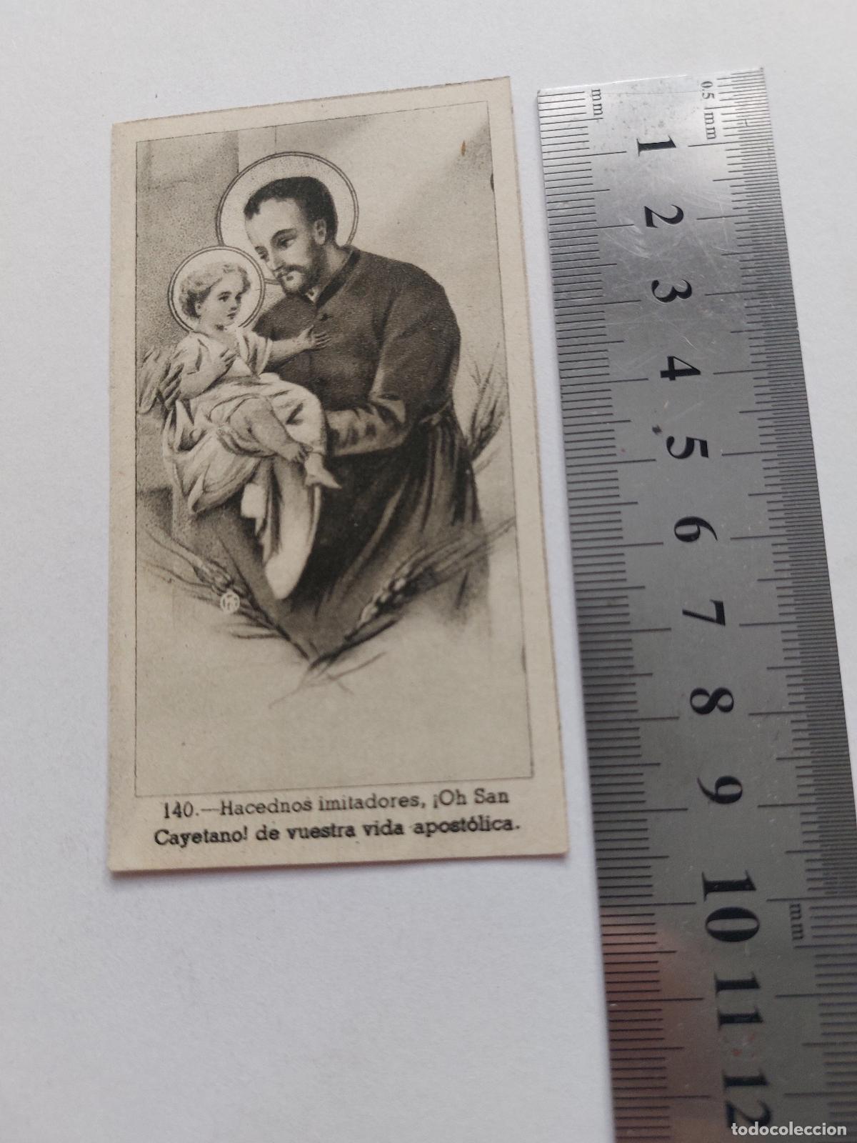 Postales: Estampa con imagen de San Cayetano y oraci&oacute;n en el reverso