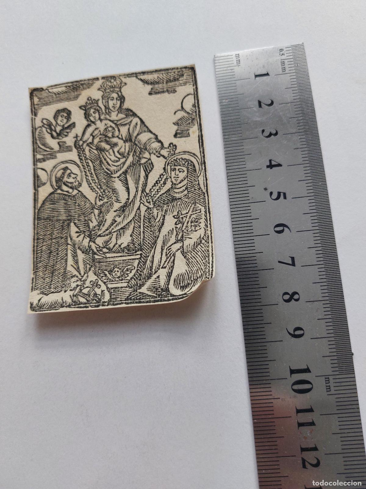Postales: Estampa con grabado religioso de la Virgen y santos
