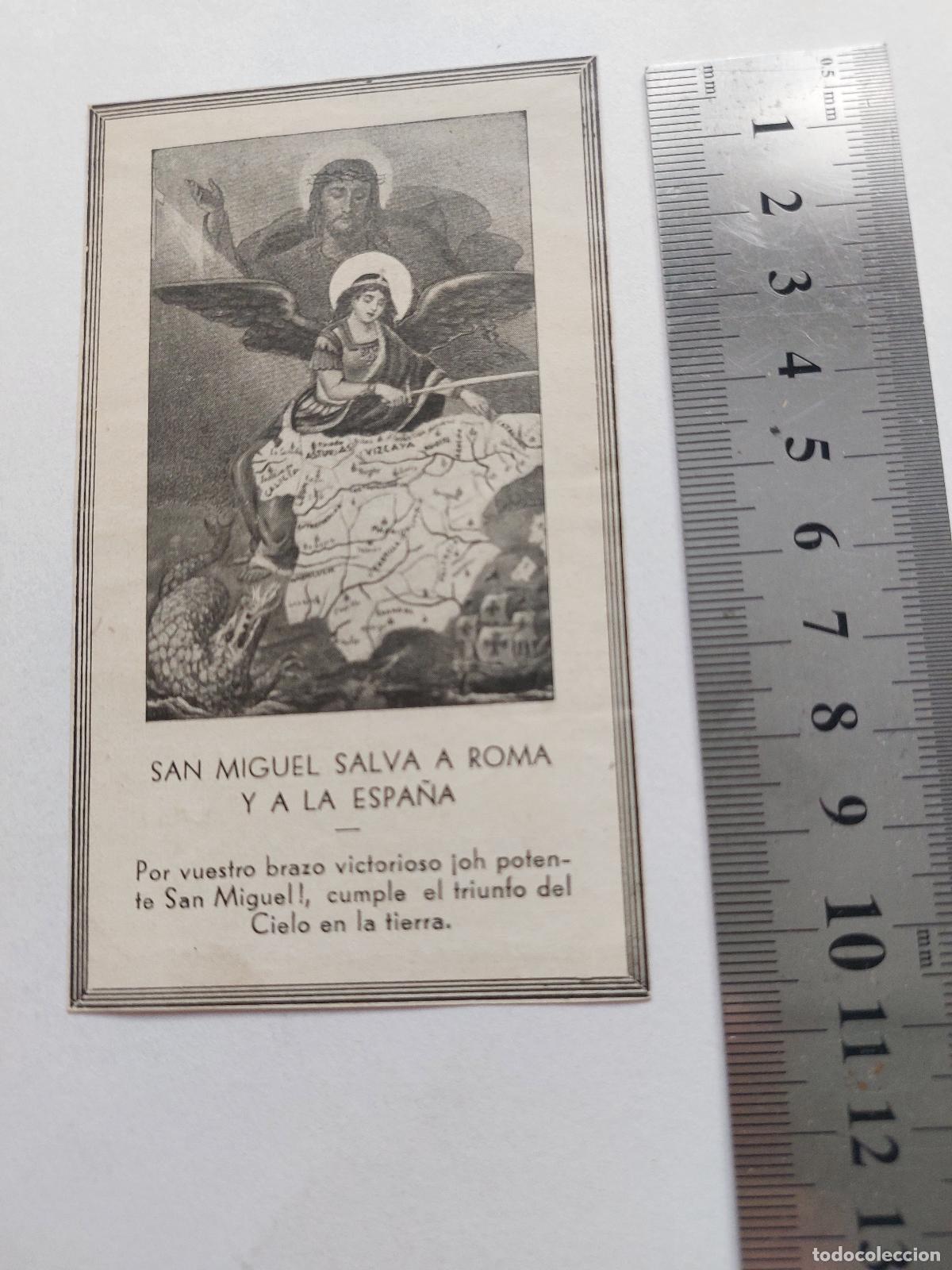 Postales: Estampa religiosa de San Miguel Arc&aacute;ngel protector de Espa&ntilde;a