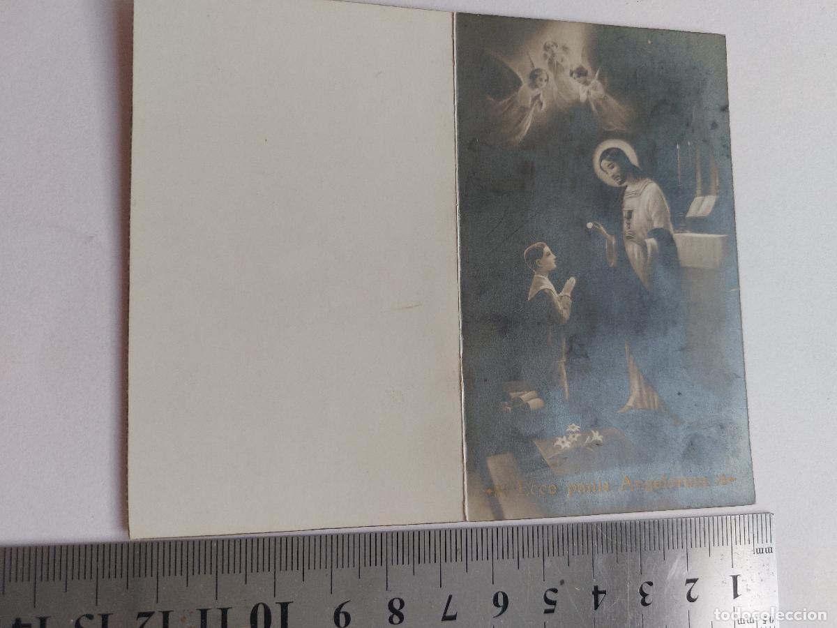 Postales: Estampa religiosa de Primera Comuni&oacute;n con imagen de Jes&uacute;s y &aacute;ngeles