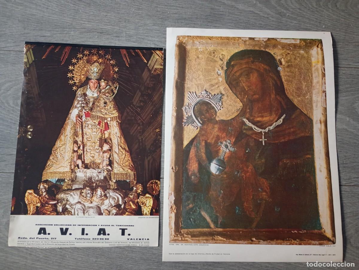 Postales: Laminas de la Virgen de los desamparados y nuestra se&ntilde;ora de monteolivete en valencia