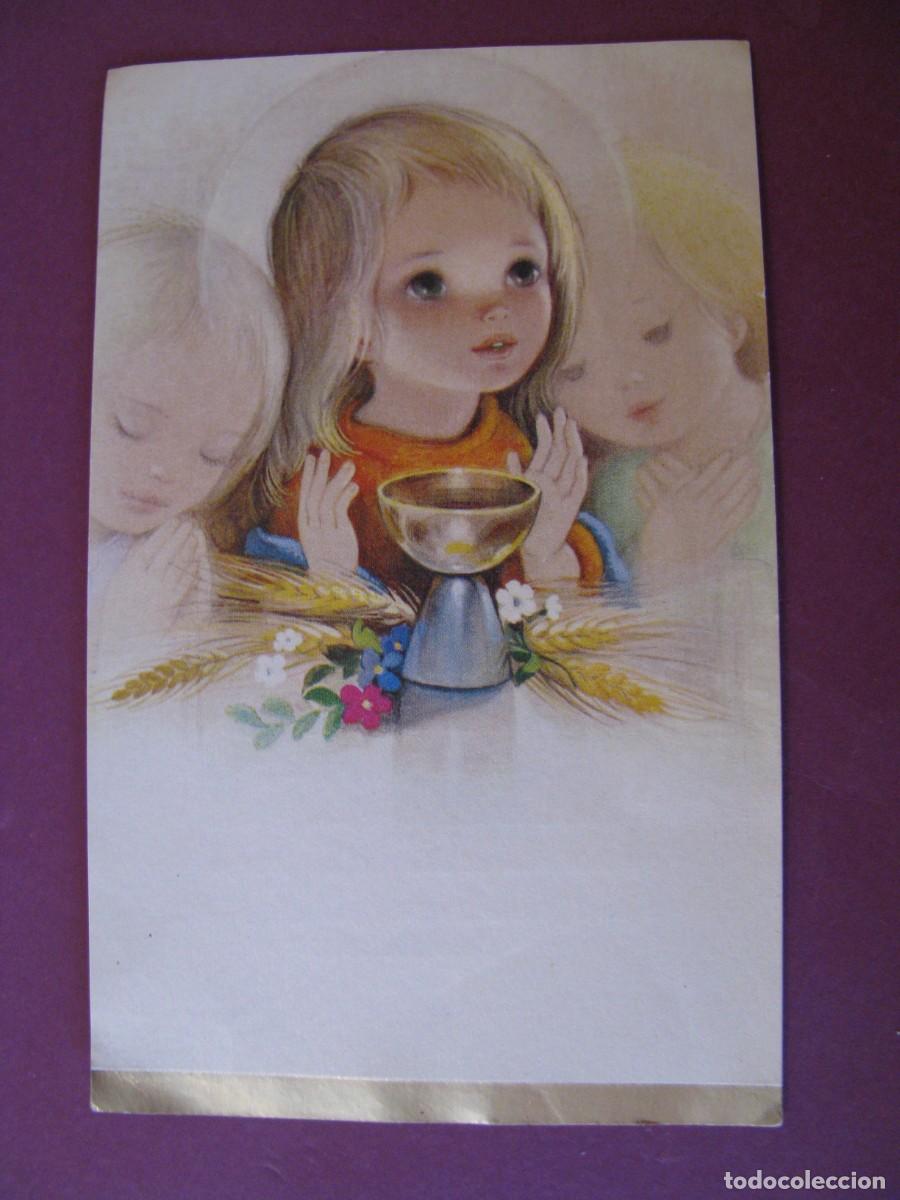 Postales: RECORDATORIO DE LA PRIMERA COMUNI&Oacute;N. IL. MARTA RIBAS, M. R. SEVILLA 1976. 12X7,5 CM