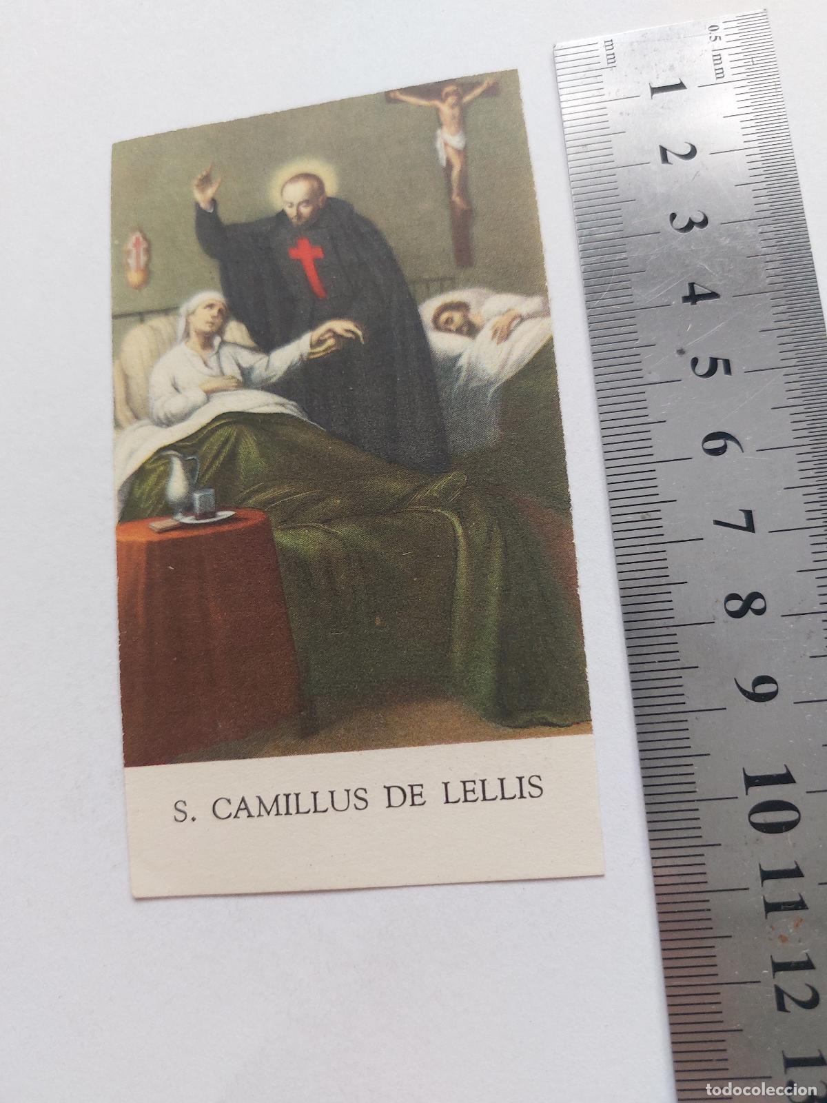 Postales: Estampa con imagen y oraci&oacute;n de San Camilo de Lellis