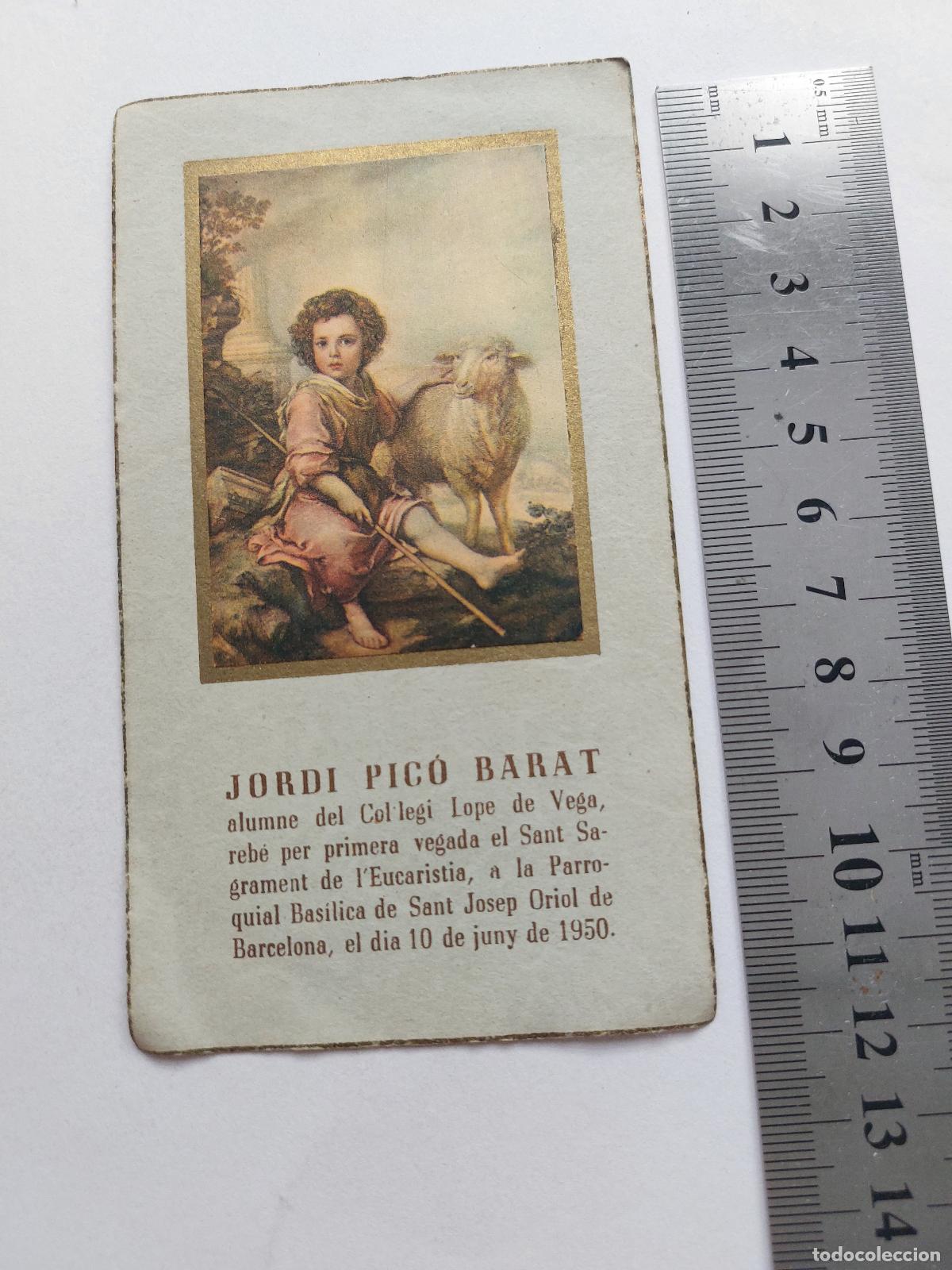 Postales: Estampa de recuerdo de Primera Comuni&oacute;n en Barcelona