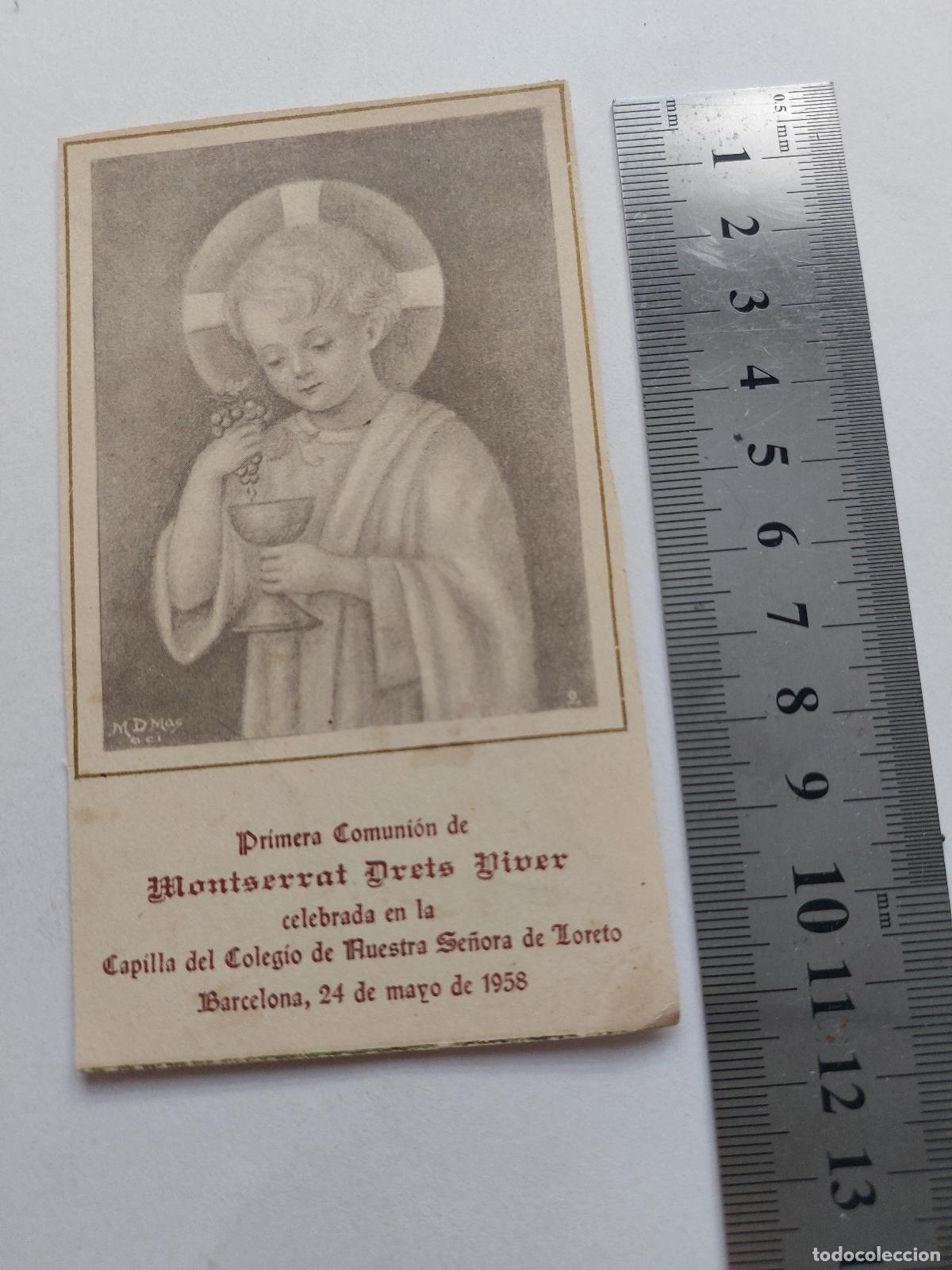 Postales: Estampa de Primera Comuni&oacute;n de Montserrat Drets Viver en Barcelona