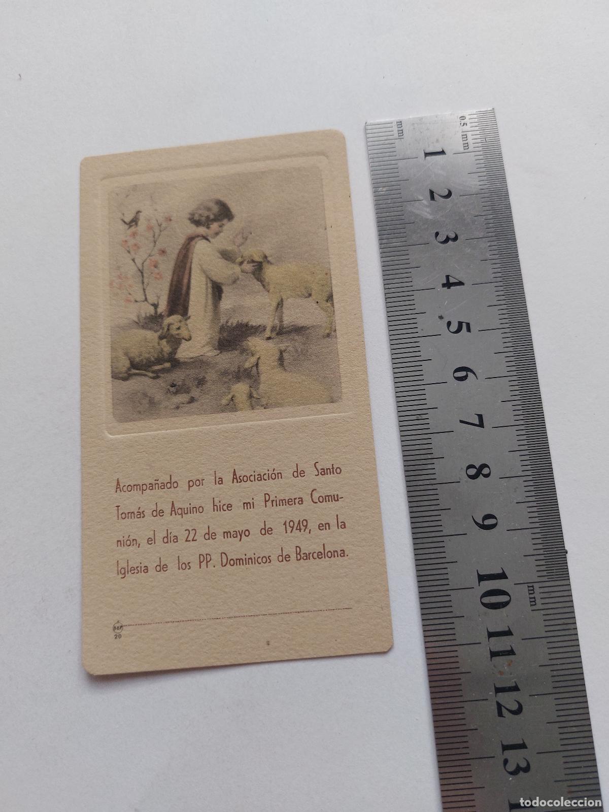 Postales: Estampa de Primera Comuni&oacute;n con imagen religiosa de Barcelona