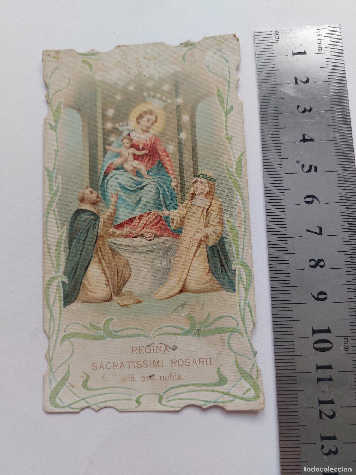 Postales: Estampa religiosa: Virgen del Rosario con Santos
