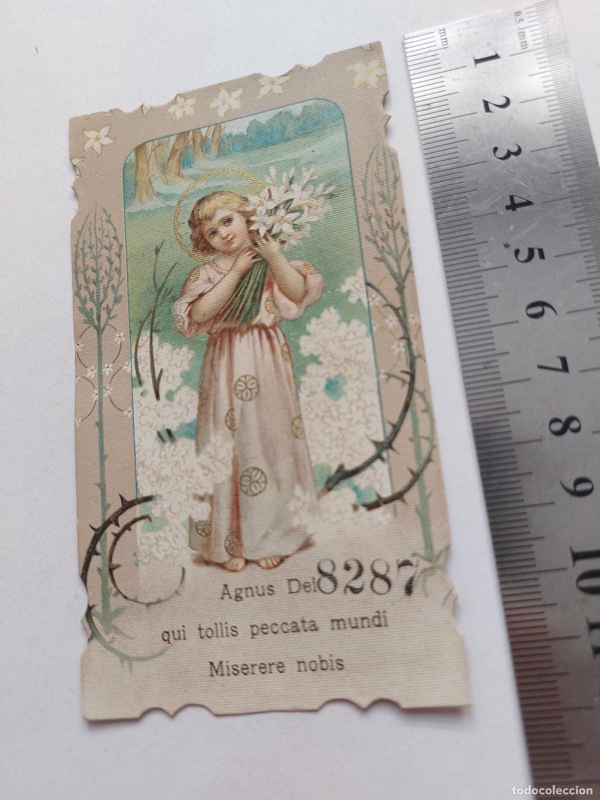 Postales: Estampa religiosa con ilustraci&oacute;n de Agnus Dei