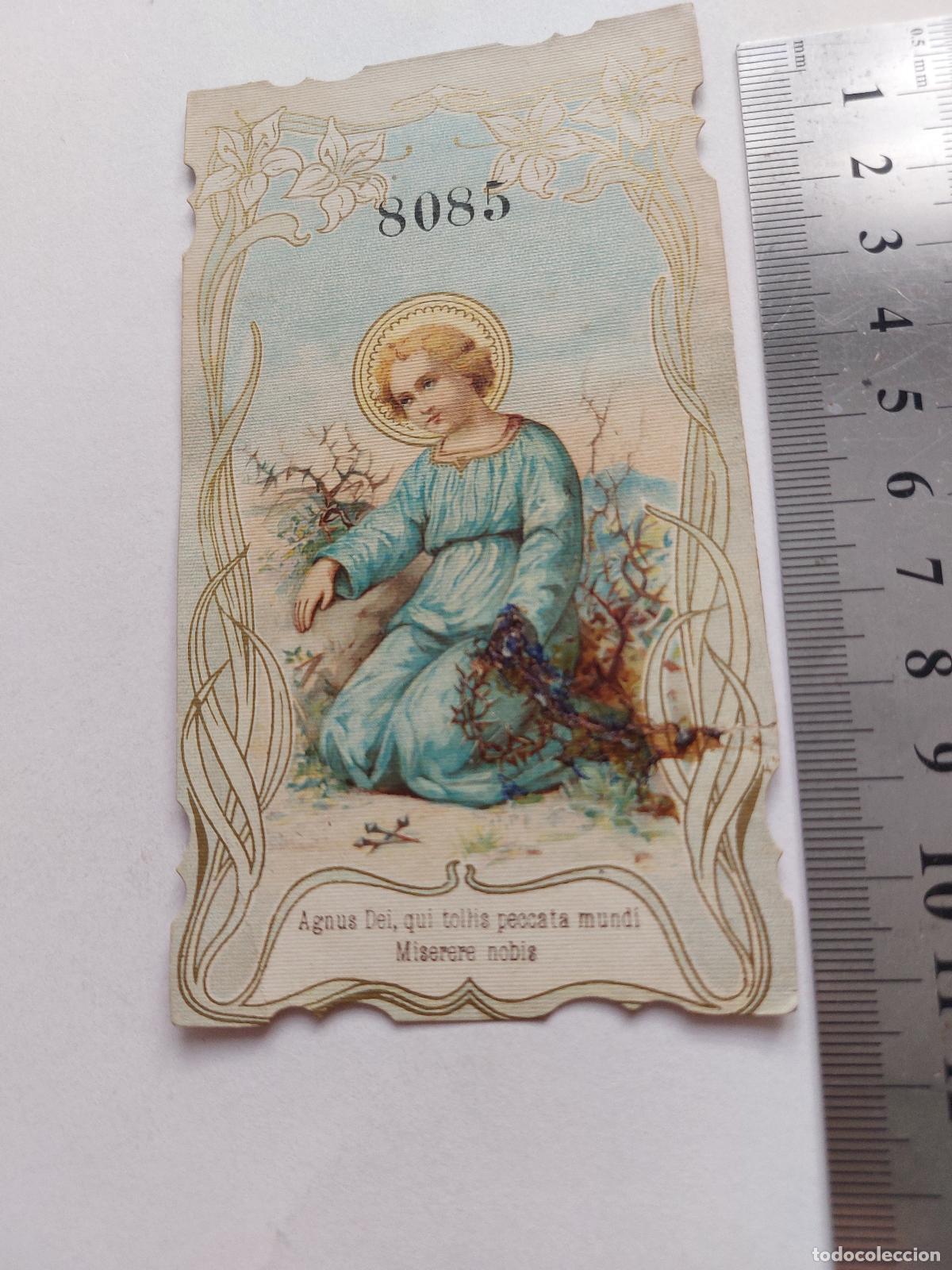 Postales: Estampa religiosa Agnus Dei con figura de ni&ntilde;o Jes&uacute;s
