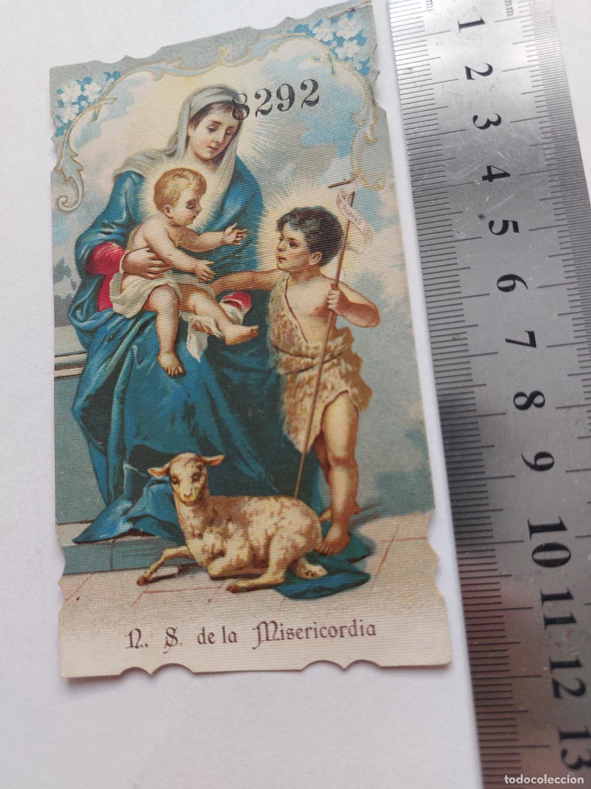 Postales: Estampa religiosa de la Virgen Mar&iacute;a con el Ni&ntilde;o Jes&uacute;s y San Juan Bautista