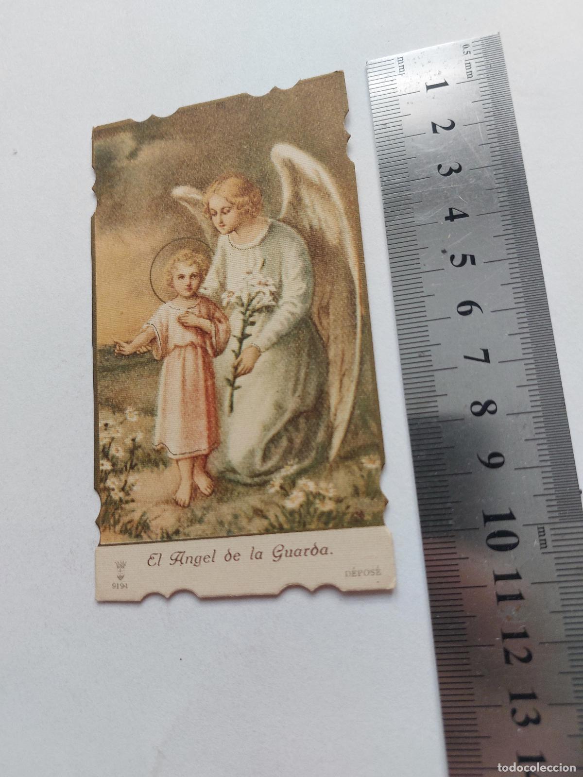 Postales: Estampa ilustrada del &Aacute;ngel de la Guarda