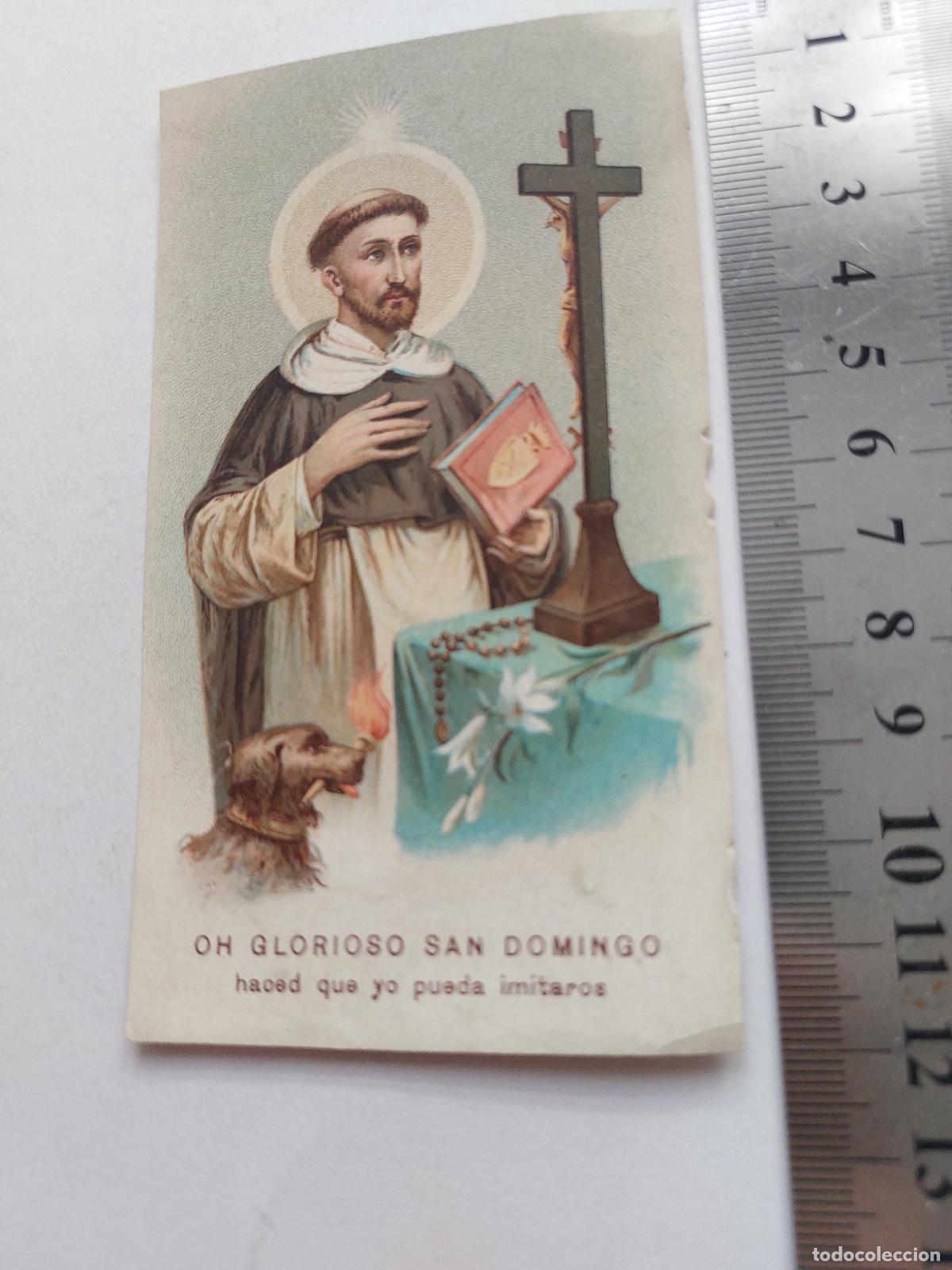 Postales: Estampa religiosa de San Domingo con oraci&oacute;n