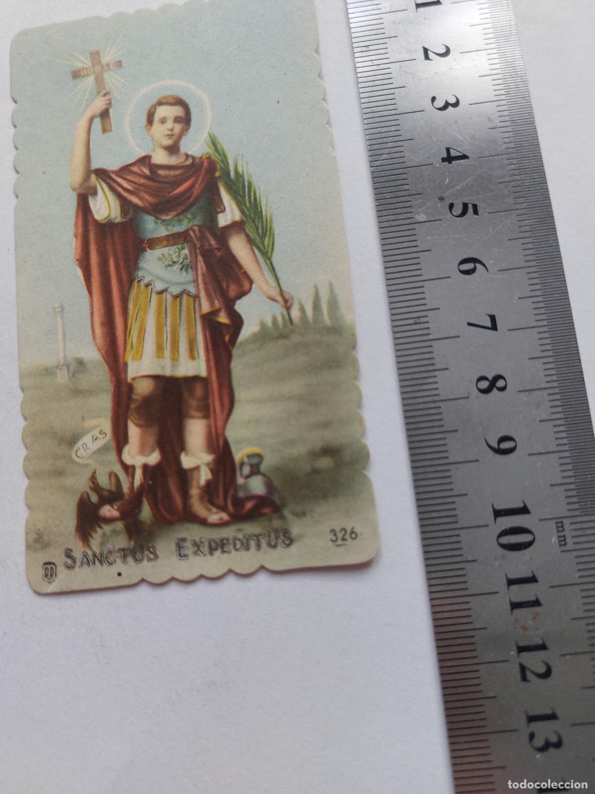 Postales: Estampa de San Expedito con bordes festoneados