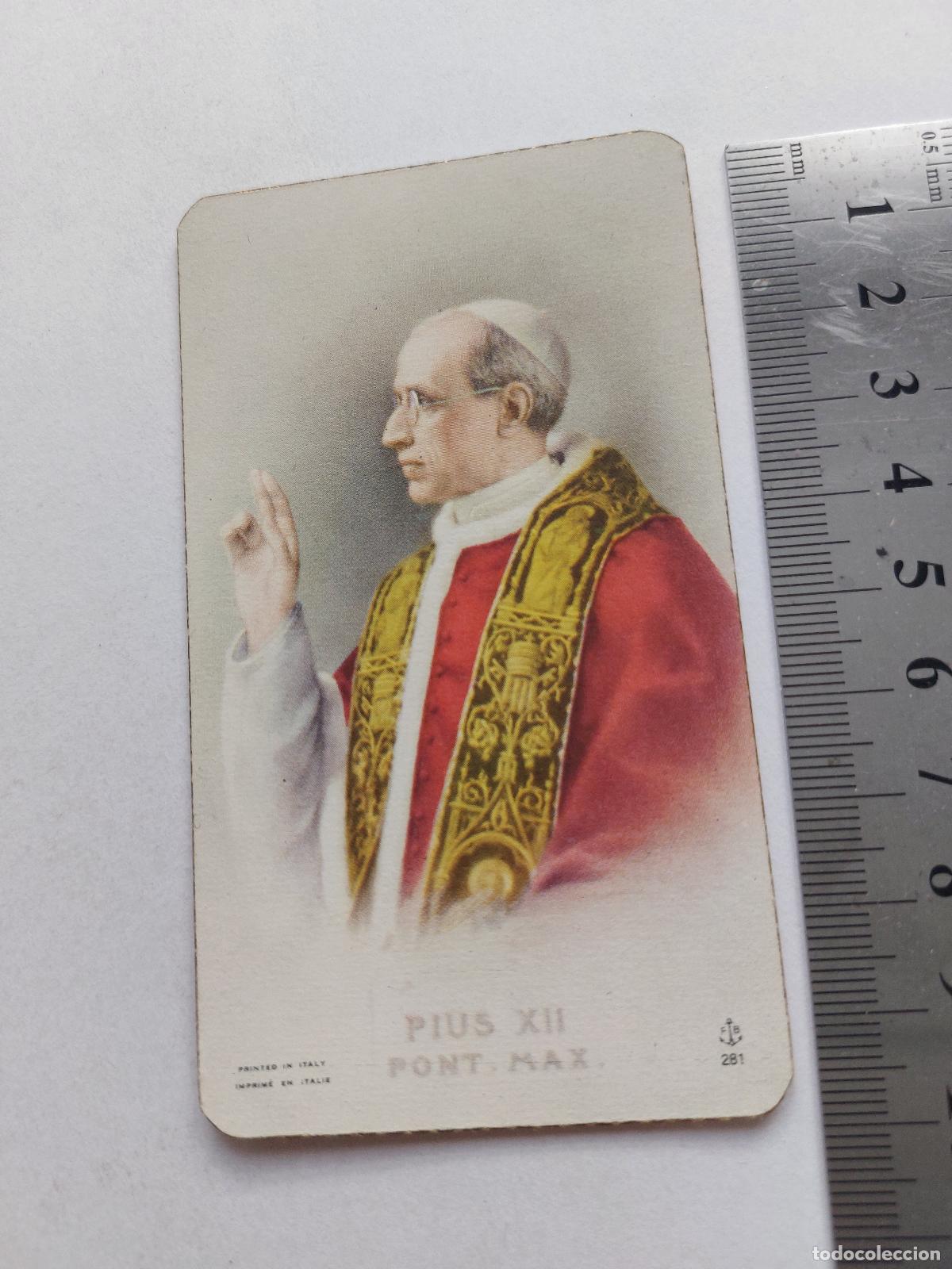 Postales: Estampa con retrato del Papa P&iacute;o XII