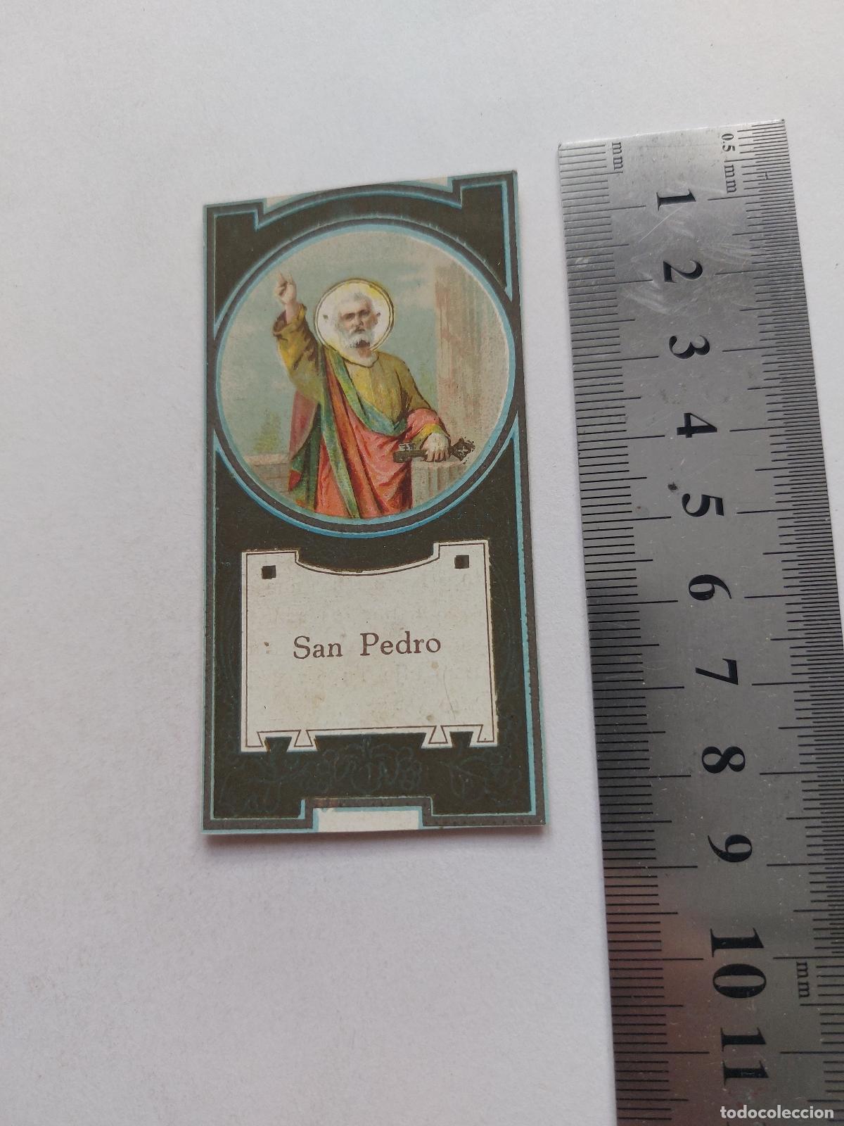Postales: Estampa religiosa de San Pedro con oraci&oacute;n