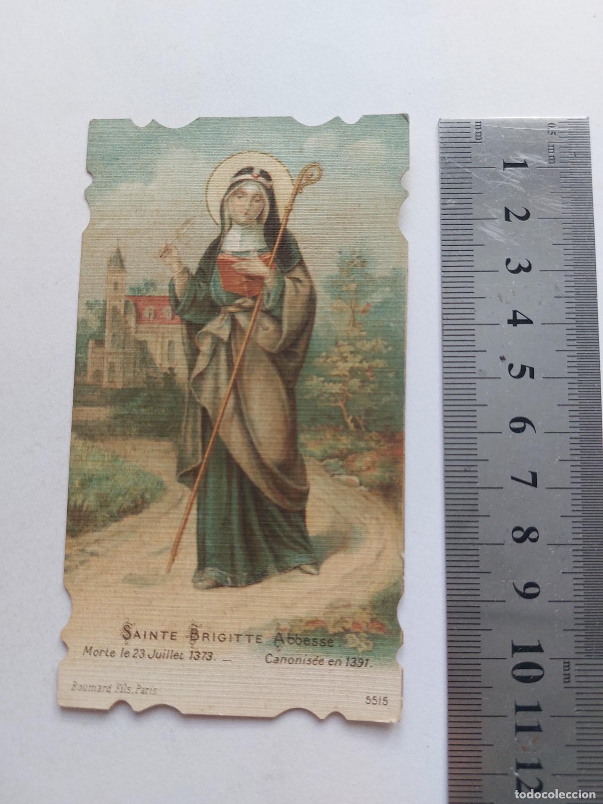 Postales: Estampa de Santa Br&iacute;gida Abadesa con bordes troquelados