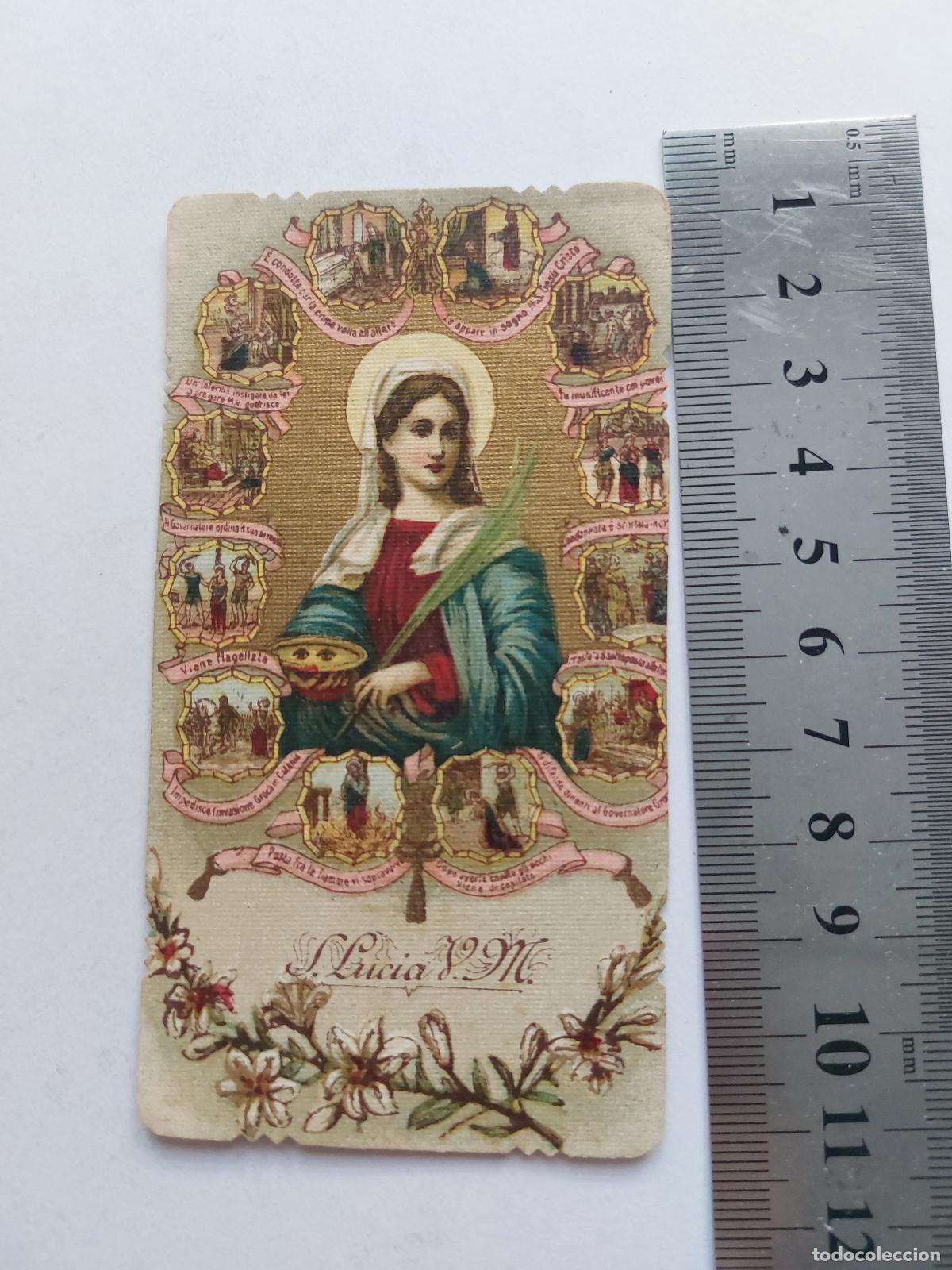 Postales: Estampa religiosa de Santa Luc&iacute;a con escenas de su vida