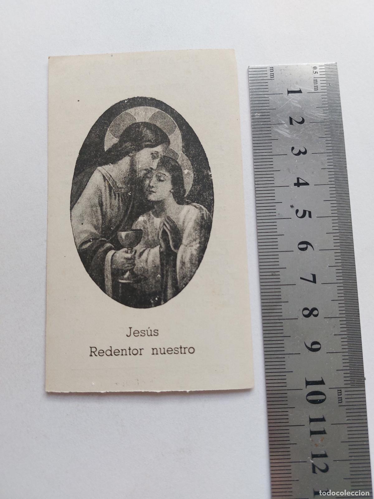 Postales: Estampa religiosa de Jes&uacute;s Redentor, oraci&oacute;n y Rosario del Amor
