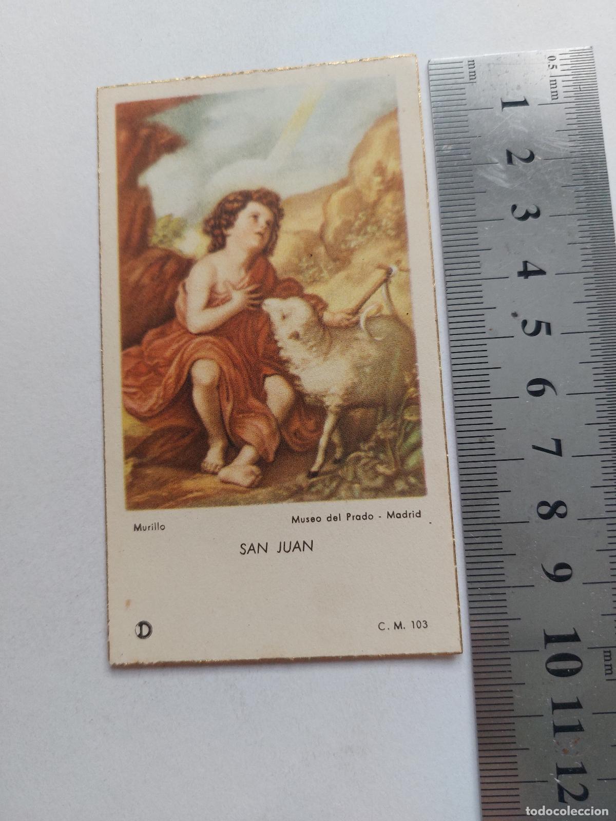 Postales: Estampa de San Juan Bautista ni&ntilde;o, pintura de Murillo, Museo del Prado