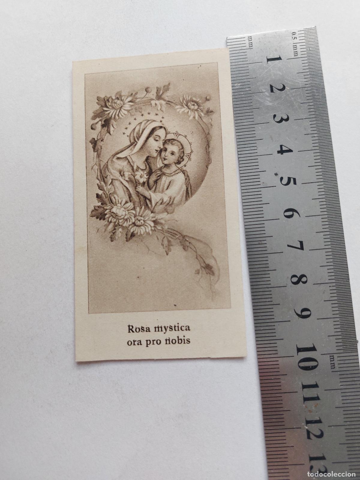 Postales: Estampa religiosa Rosa Mystica, oraci&oacute;n a la Virgen Mar&iacute;a