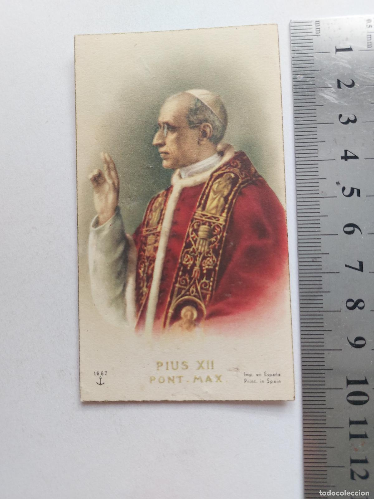 Postales: Estampa con imagen del Papa P&iacute;o XII