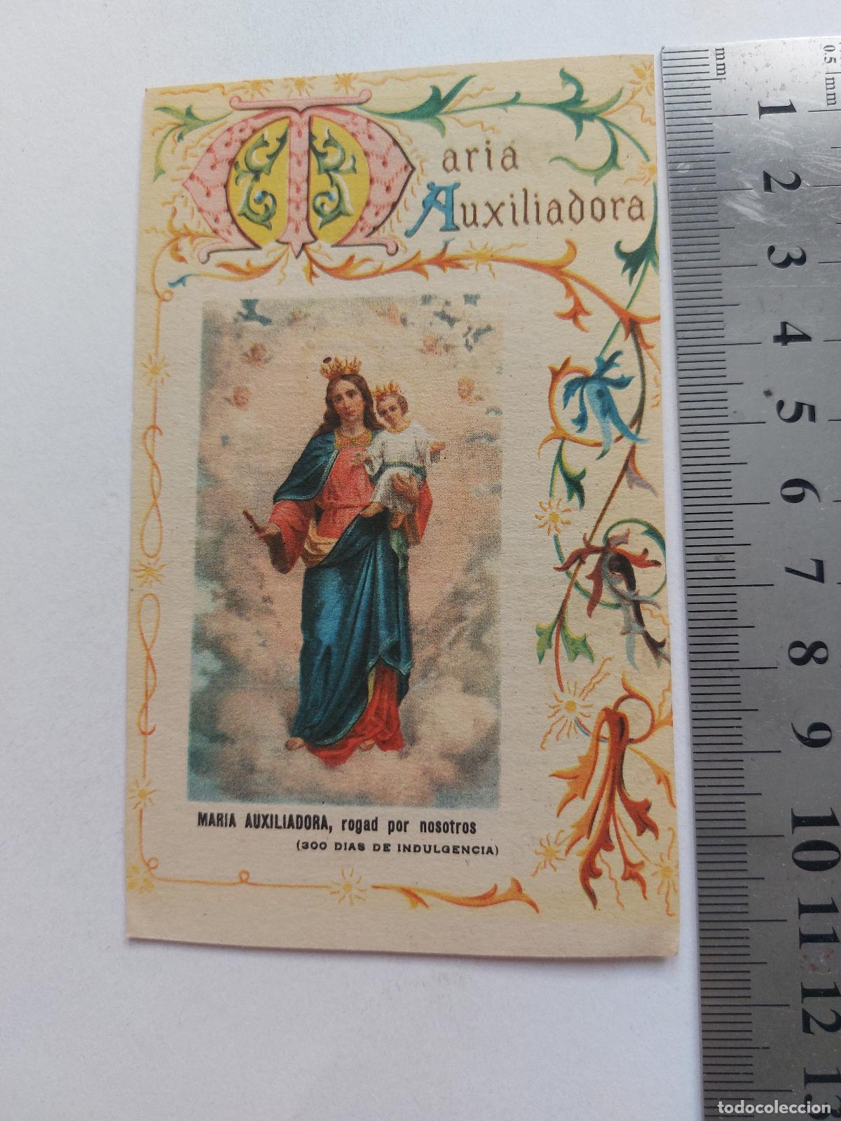 Postais: Estampa religiosa de Mar&iacute;a Auxiliadora con oraci&oacute;n detallada