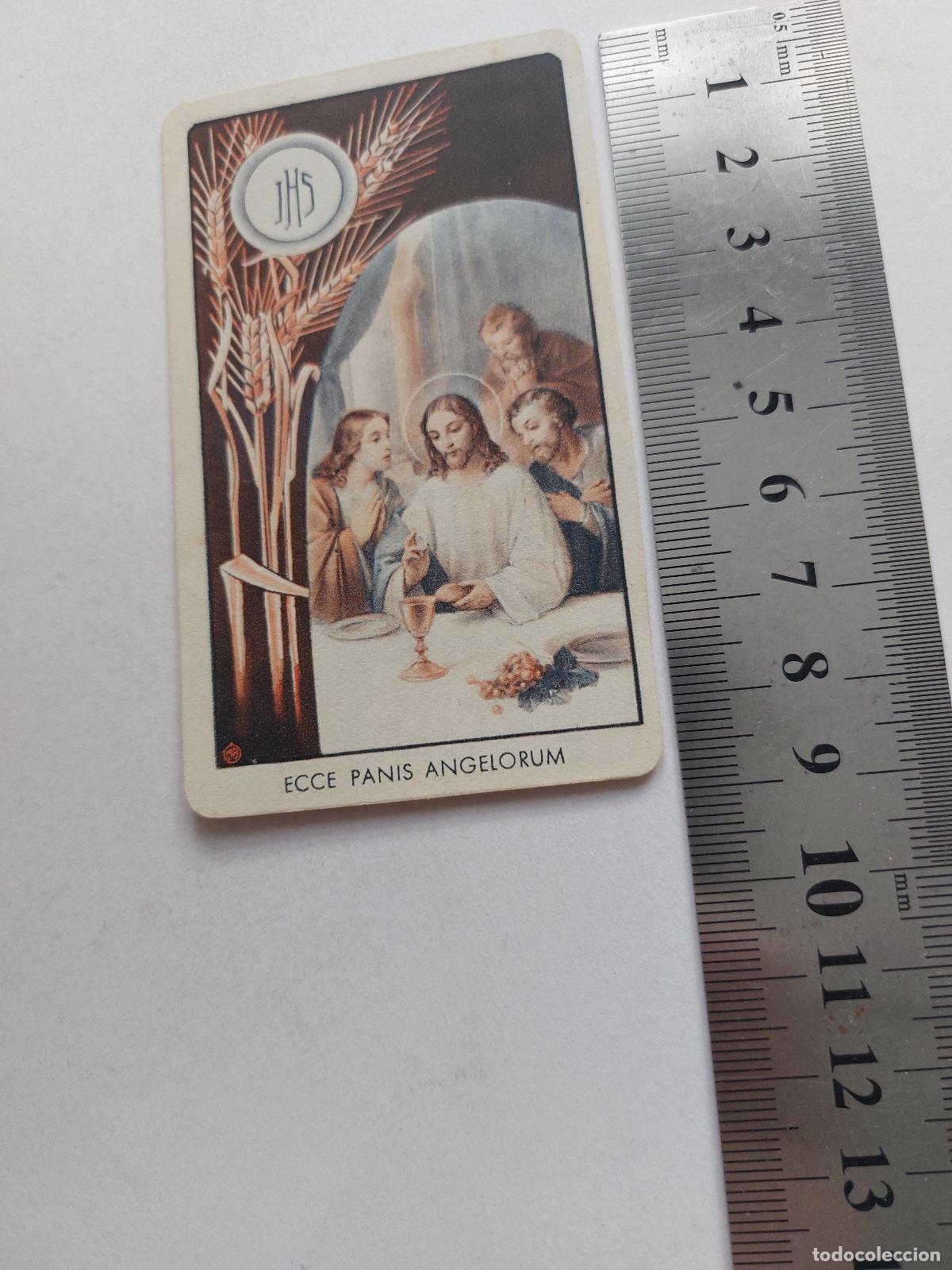 Postales: Estampa de oraci&oacute;n cat&oacute;lica con representaci&oacute;n de la Eucarist&iacute;a