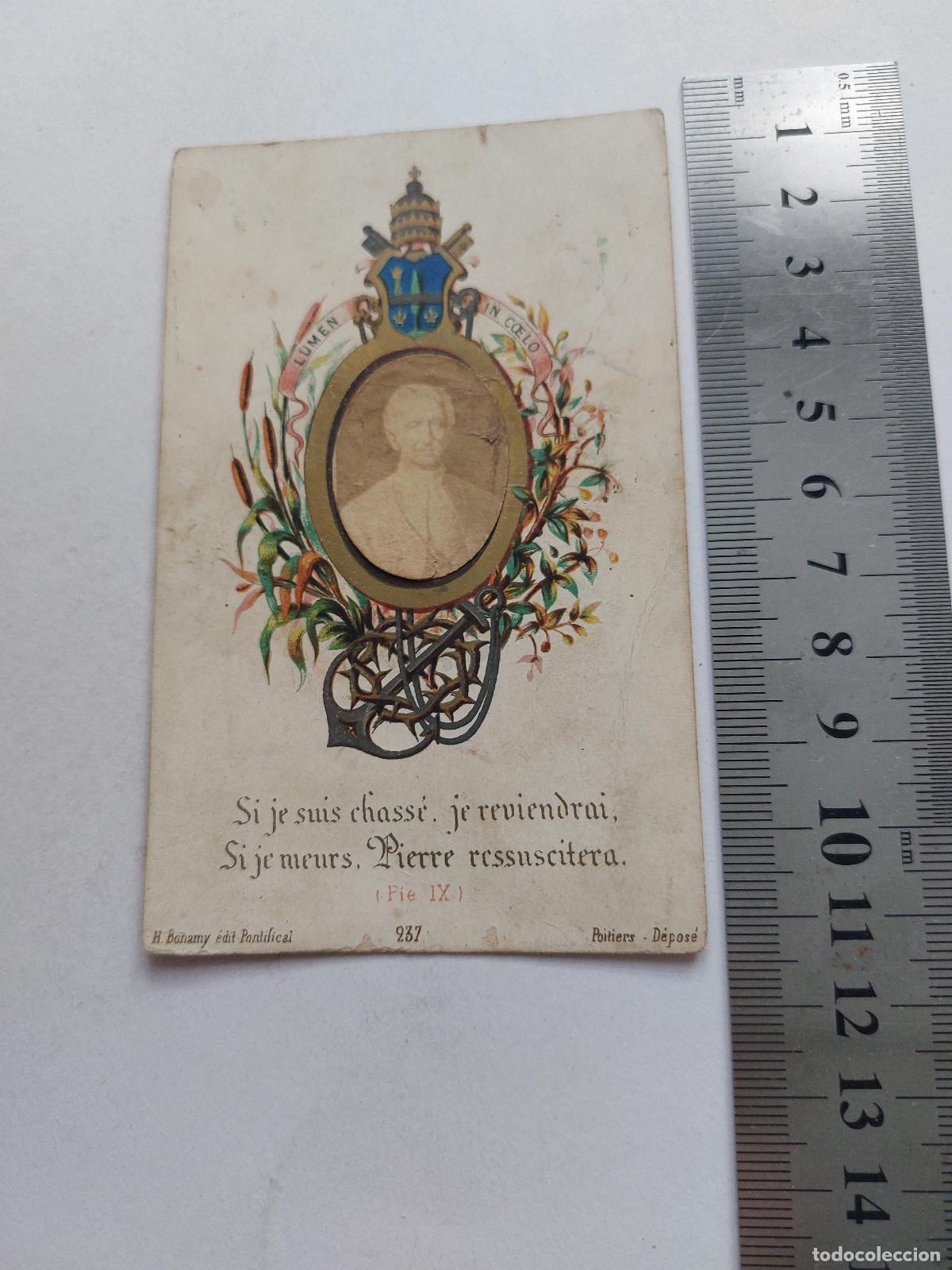 Postales: Estampa religiosa de colecci&oacute;n con la imagen del Papa P&iacute;o IX