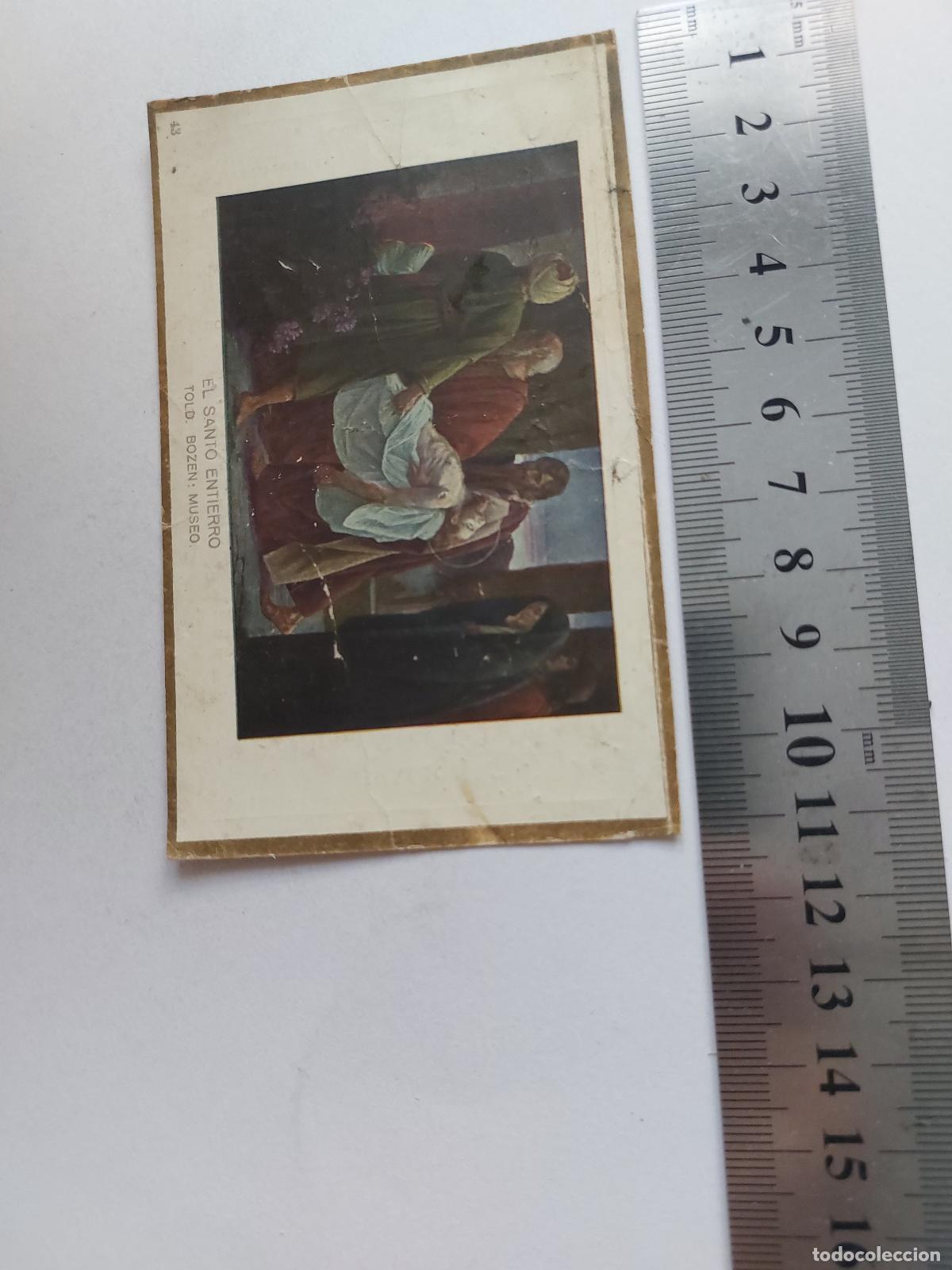 Postales: Estampa religiosa con imagen del Santo Entierro y oraci&oacute;n a la Virgen de la Merced
