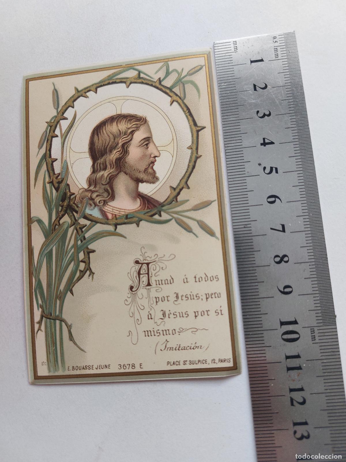 Postales: Estampa religiosa con imagen de Jesucristo y cita de imitaci&oacute;n