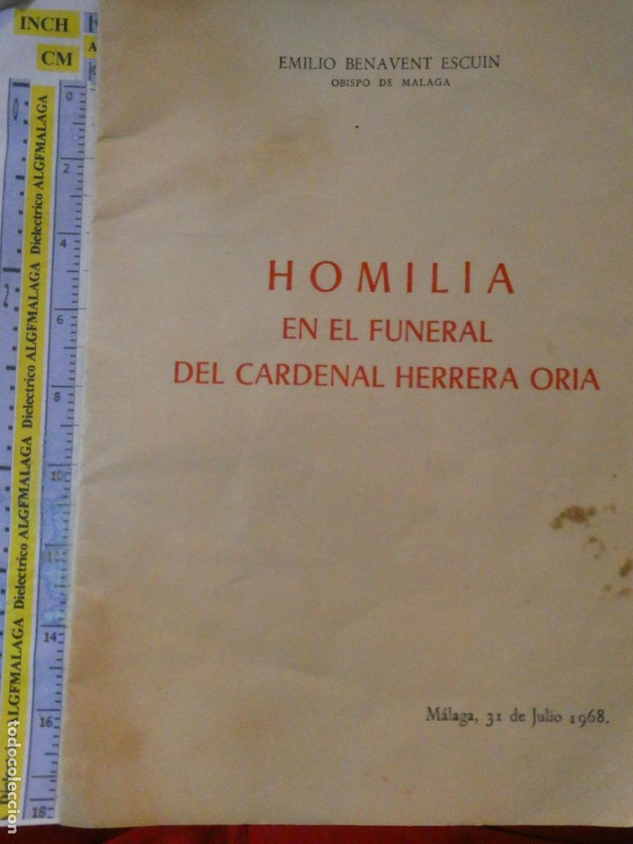 Postales: RECORDATORIO RELIGIOSO SEMANA SANTA. DOCUMENTO M&Aacute;LAGA 1968. HOMILIA FUNERAL CARDENAL HERRERA ORIA.