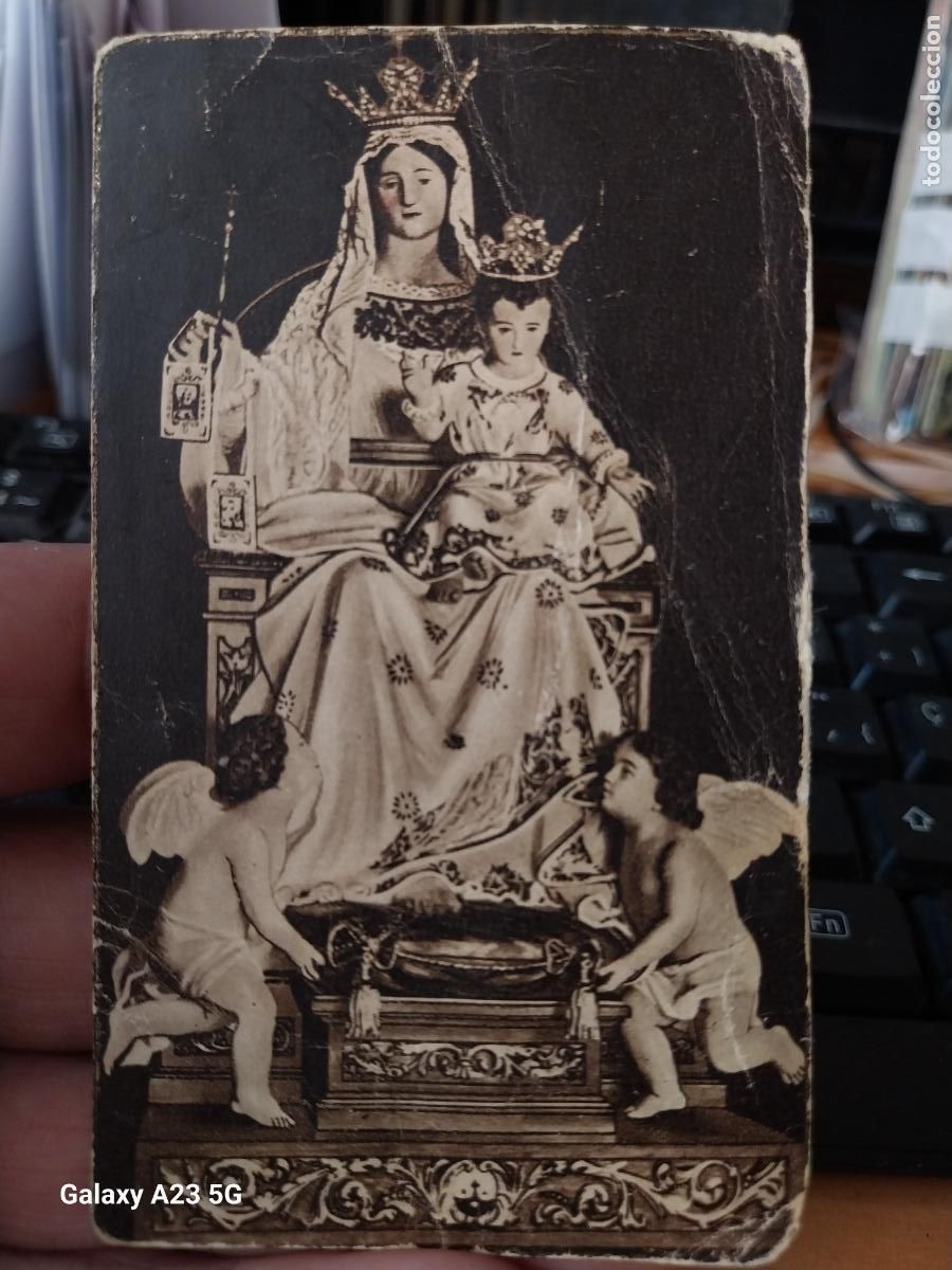 Postales: VIRGEN CARMEN MONTE CARMELO ESTAMPA ANTIGUA ORIGINAL 10.7X6.5CMS SOBADA