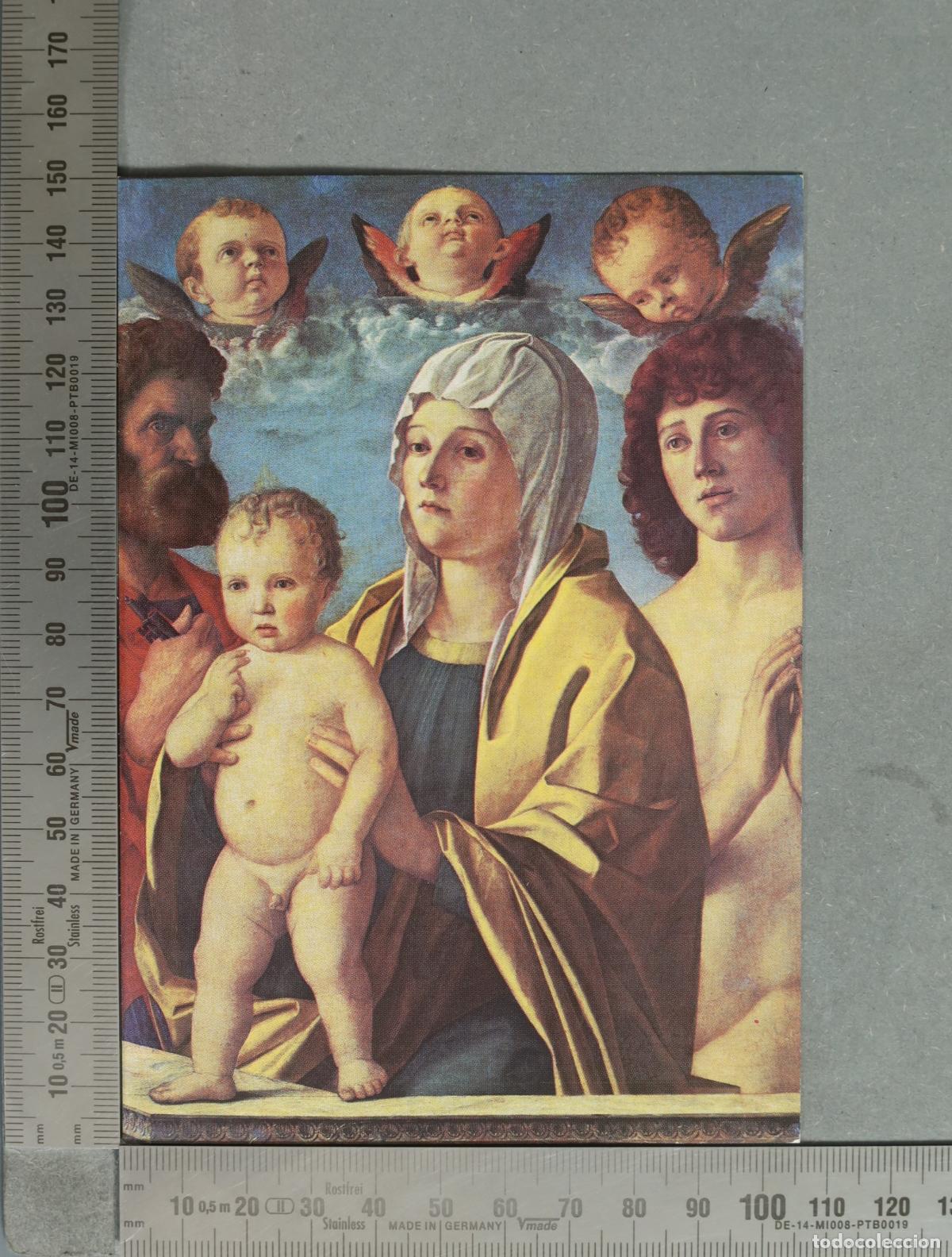 Cartes Postales: POSTAL. La Vierge entre Saint-S&eacute;bastien et Saint-Pierre - Giovanni Bellini