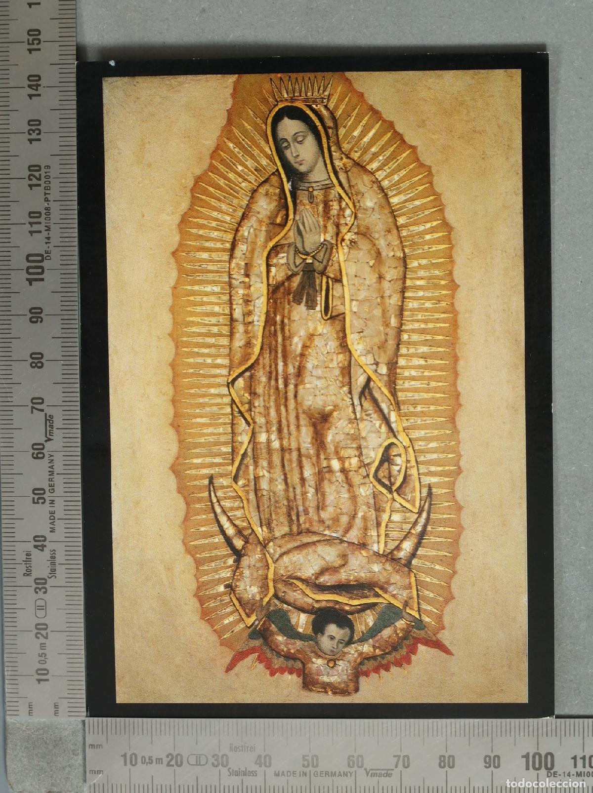 Postales: POSTAL. Virgen de Guadalupe - &Oacute;leo sobre tabla con incrustaciones de concha nacar