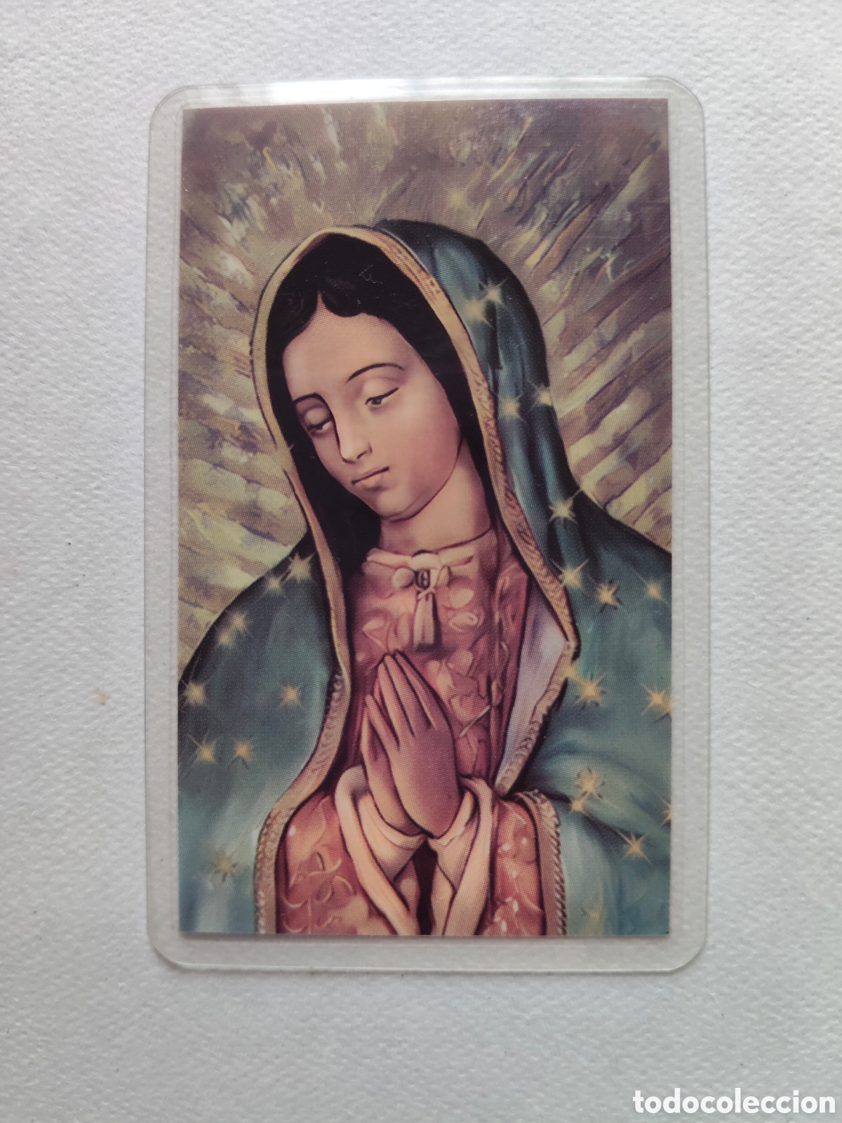 Postales: ESTAMPA PLASTIFICADA VIRGEN DE GUADALUPE - LA MAGN&Iacute;FICA - ORACION (REVERSO)