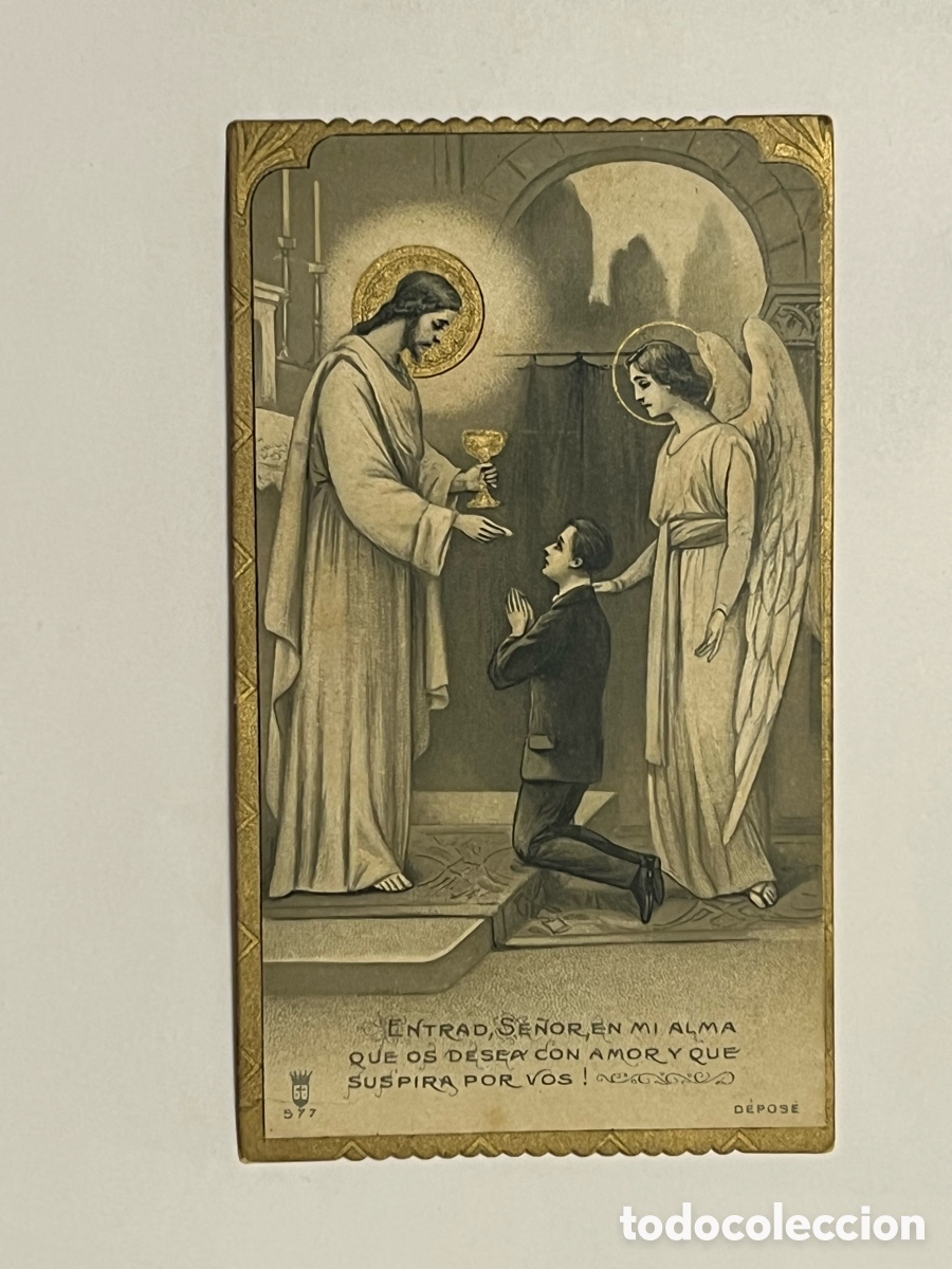 Postales: BARCELONA. Estampa Iglesia Parroquial de San Agustin. Luis Lloret Sul&eacute;. Recuerdo Comuni&oacute;n (a.1924)