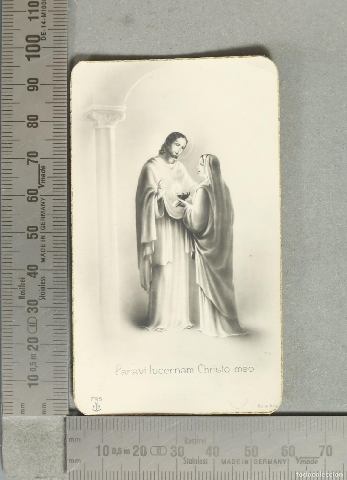 Postales: ESTAMPA. RECUERDO PROFESION RELIGIOSA FRANCISCANA. 1952. LOGRO&Ntilde;O PARAVIT LUCERNAM CHRISTO MEO.