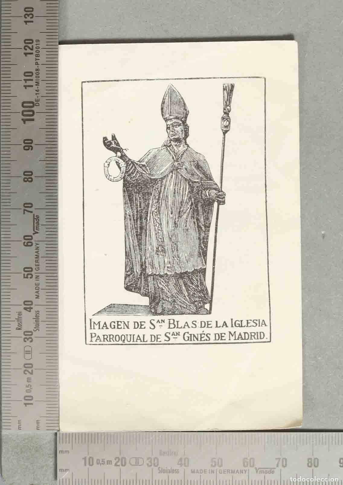 Postales: ESTAMPA. Imagen de San Blas de la Iglesia Parroquial de San Gin&eacute;s de Madrid