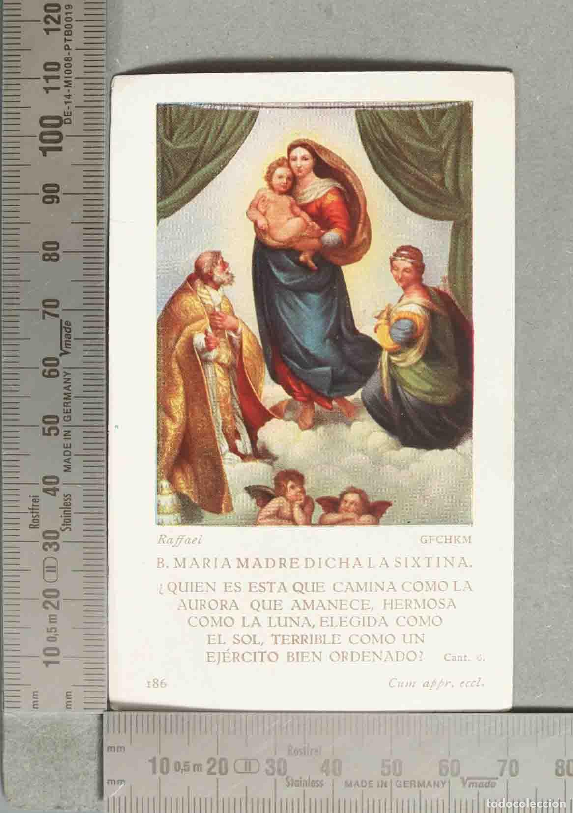 Postais: ESTAMPA. Maria Madre Dicha La Sixtina - Raffael