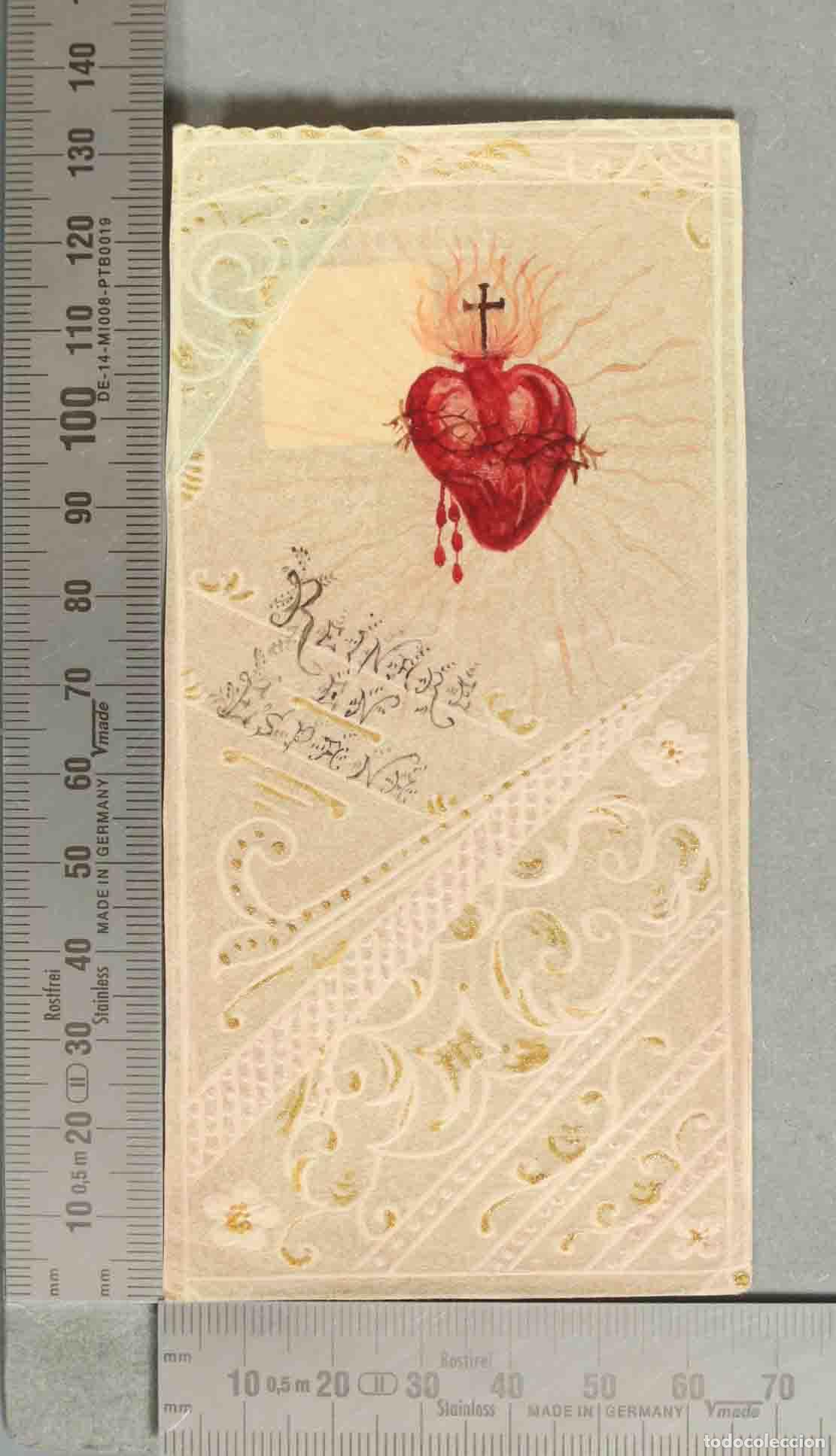 Postais: ESTAMPA. Sagrado Coraz&oacute;n de Jes&uacute;s - Reinar&eacute; en Espa&ntilde;a. PINTADA A MANO