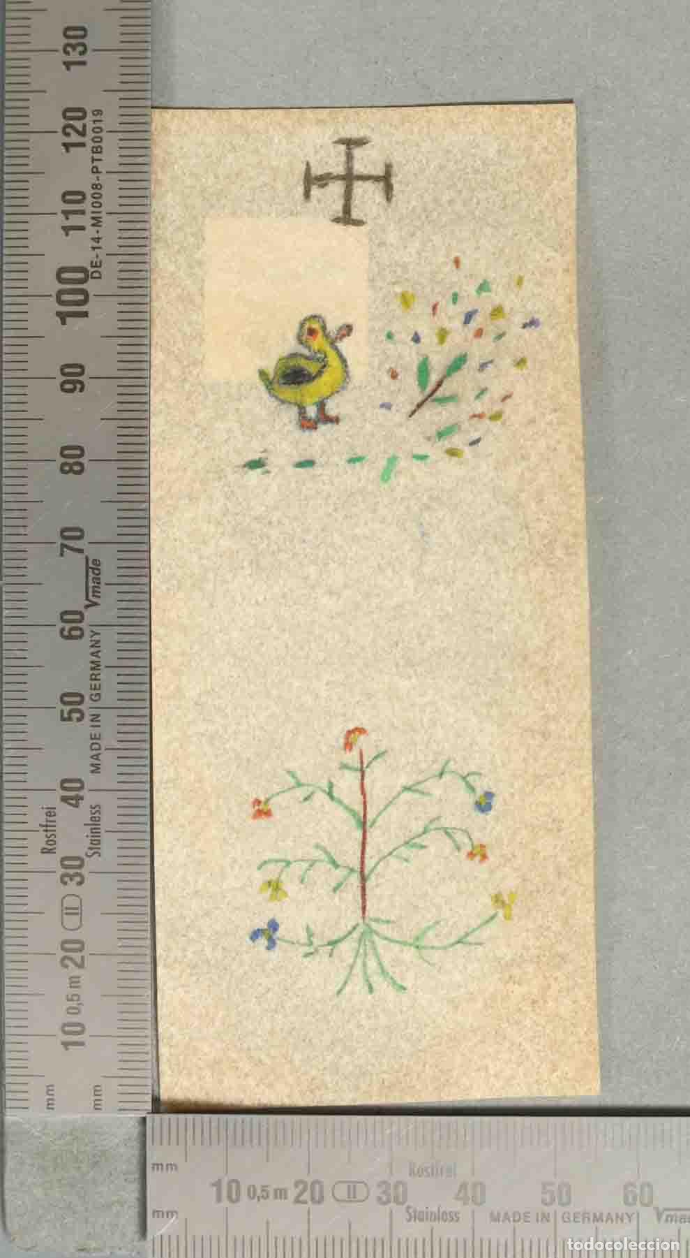 Postais: ESTAMPA. Manuscrito antiguo con dibujos de pato y motivos bot&aacute;nicos