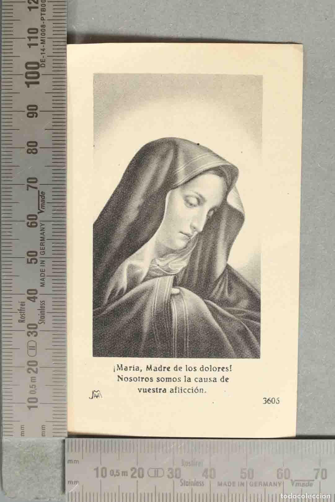 Postales: ESTAMPA. Mar&iacute;a, Madre de los dolores - Nosotros somos la causa de vuestra aflicci&oacute;n - JM 3605