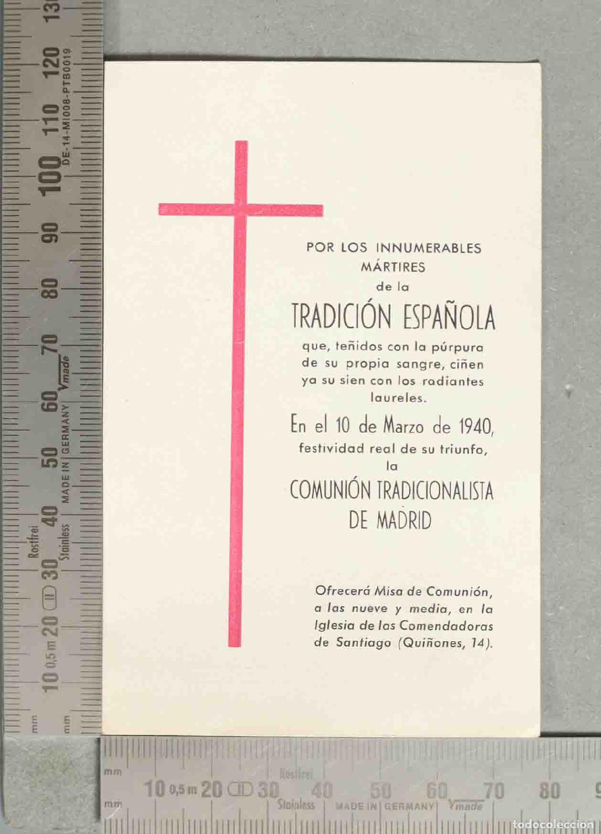 Postales: ESTAMPA. Por los innumerables M&aacute;rtires de la Tradici&oacute;n Espa&ntilde;ola - Comuni&oacute;n Tradicionalista de Madrid