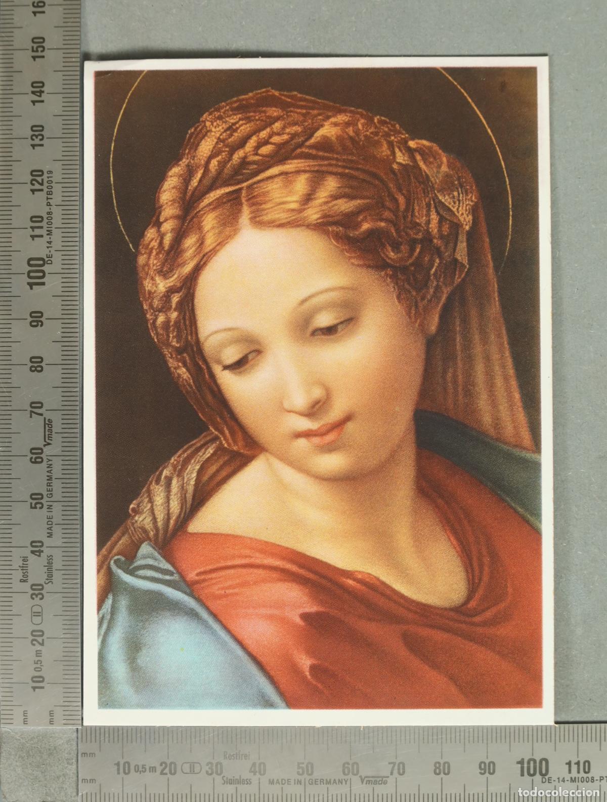 Postales: POSTAL. La Sagrada Familia con San Juanito llamada La Perla - Detalle de la Virgen - Rafael Sanzio